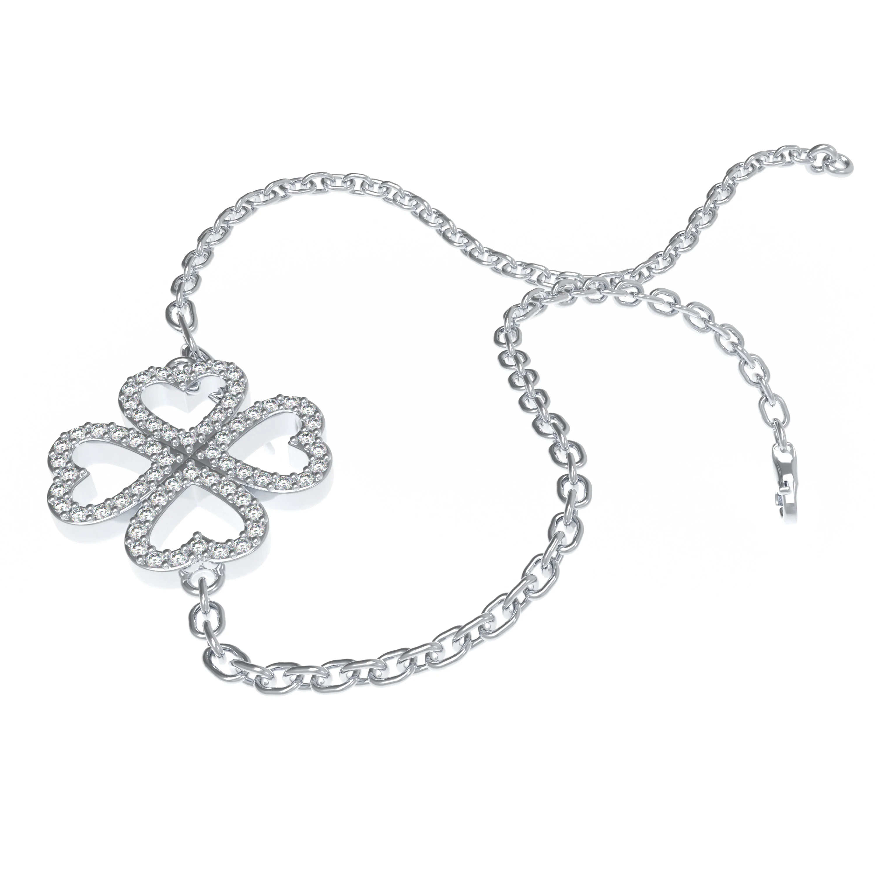 0.4CT Lab Grown Diamond Heart Bracelet in 10K/14K White Gold & Platinum — Bracelet Women