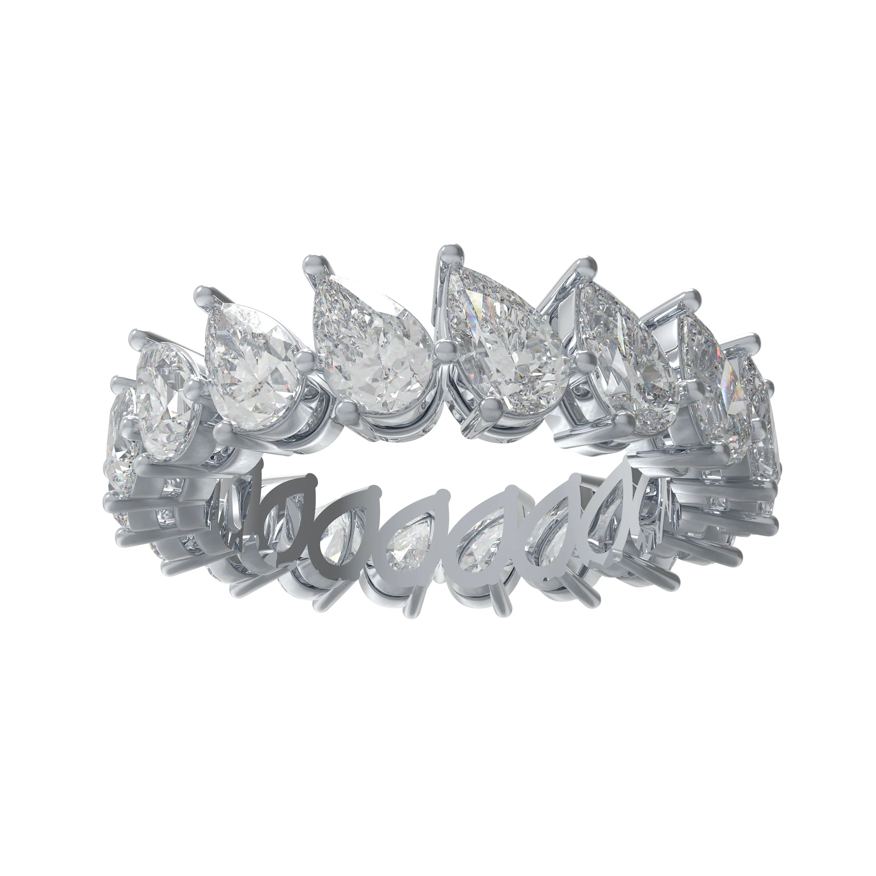 10K/14K White Gold PT950 Platinum Pear Lab Grown Diamond Eternity Band — Wedding Jewelry