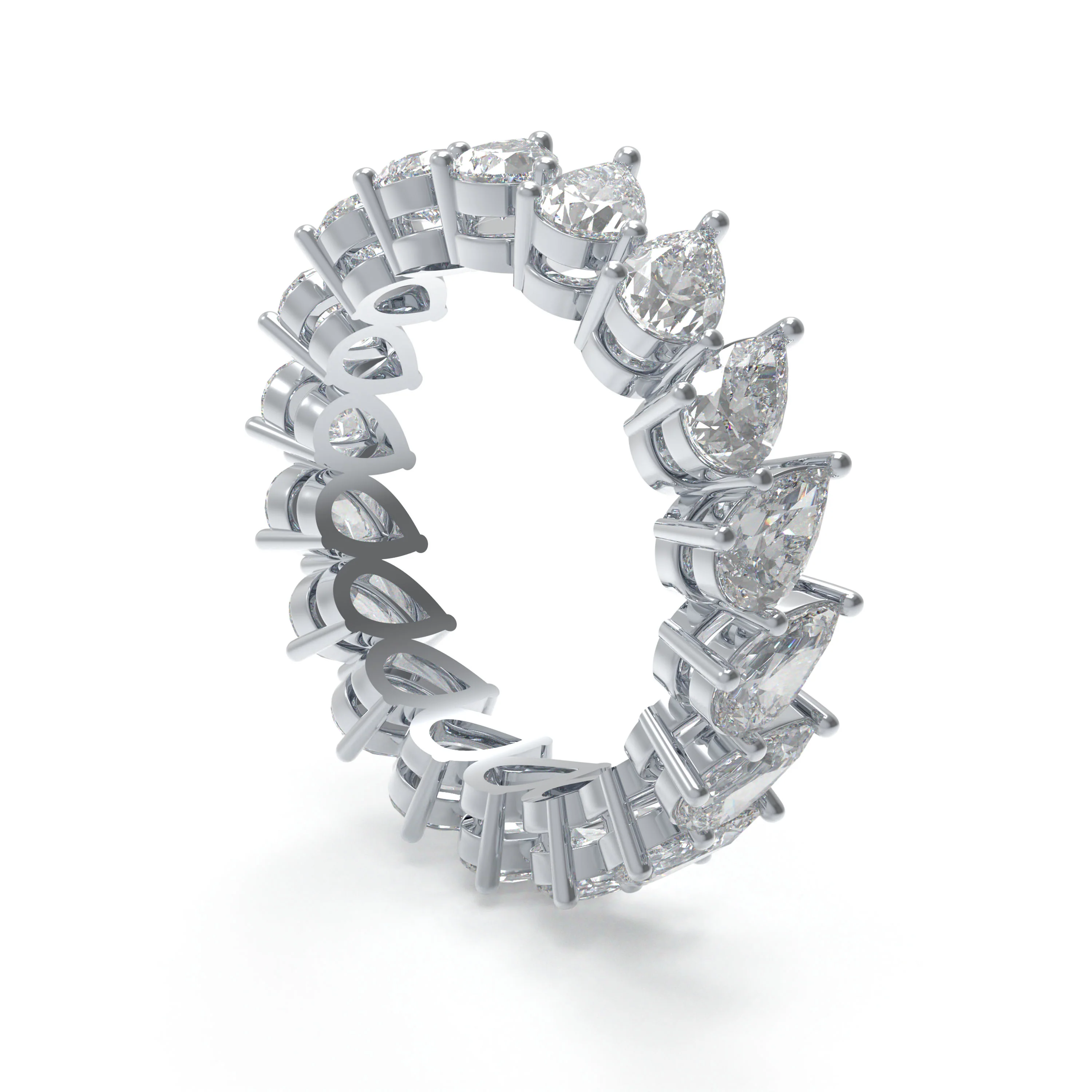 925 Sterling Silver Pear Cut Moissanite Eternity Band 3CT Ring — Wedding Jewelry