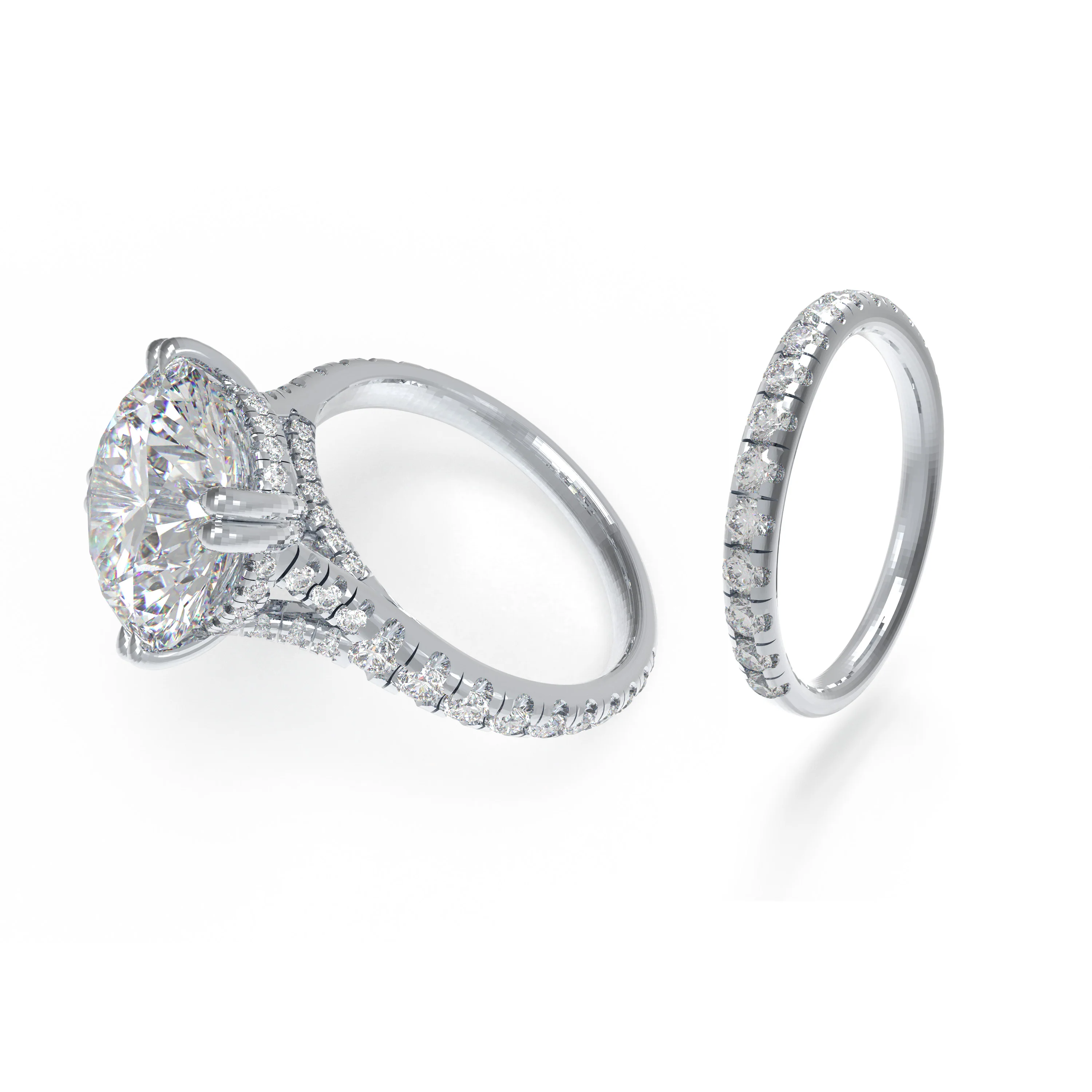 Bague de fiançailles en diamant lab de 5 ct VS1 et ensemble de bandeau courbé