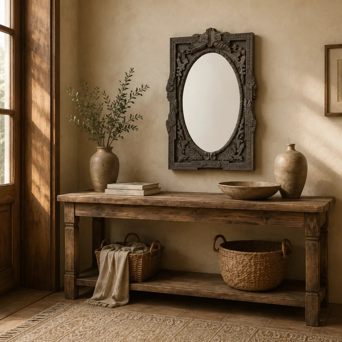 Miroir moderne avec cadre en bois Karigar Aurora — Miroirs muraux