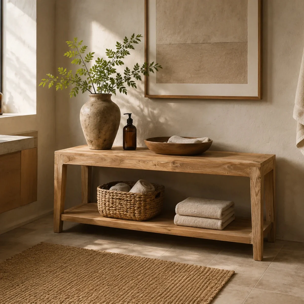 Relve Bench - Reclaimed Teakwood with Storage Shelf