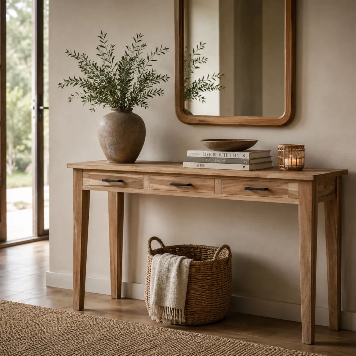 Console à tiroirs effilée intemporelle - 36 x 14 x 30 pouces