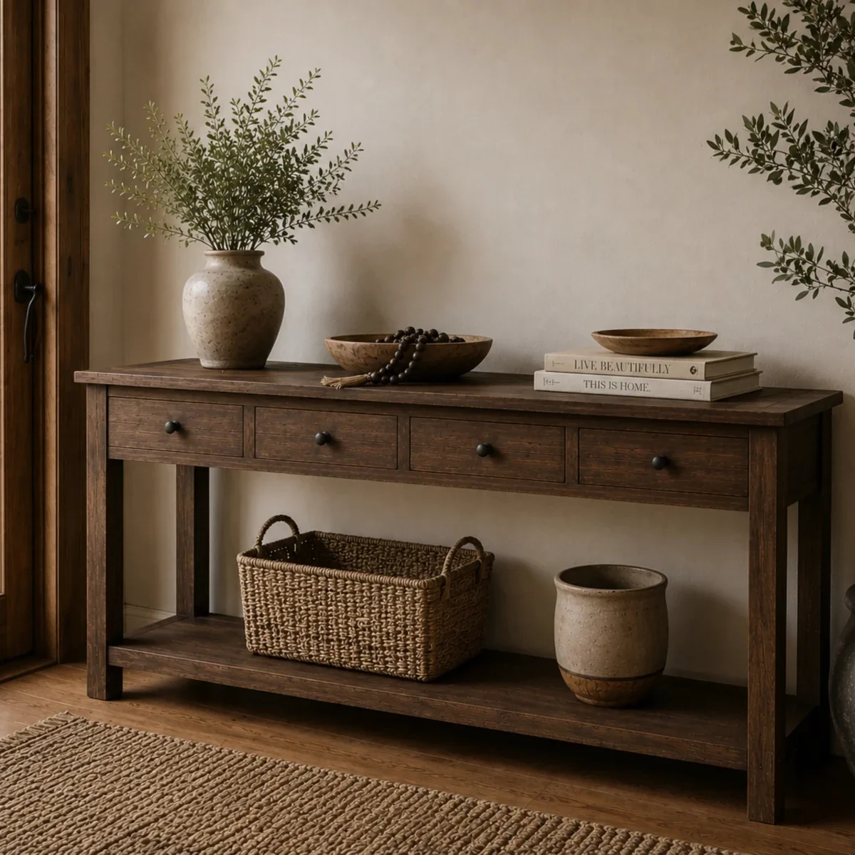 Console à tiroirs Sleeper's Sanctuary avec étagère - 36 x 14 x 30 pouces — Consoles et tables d'entrée