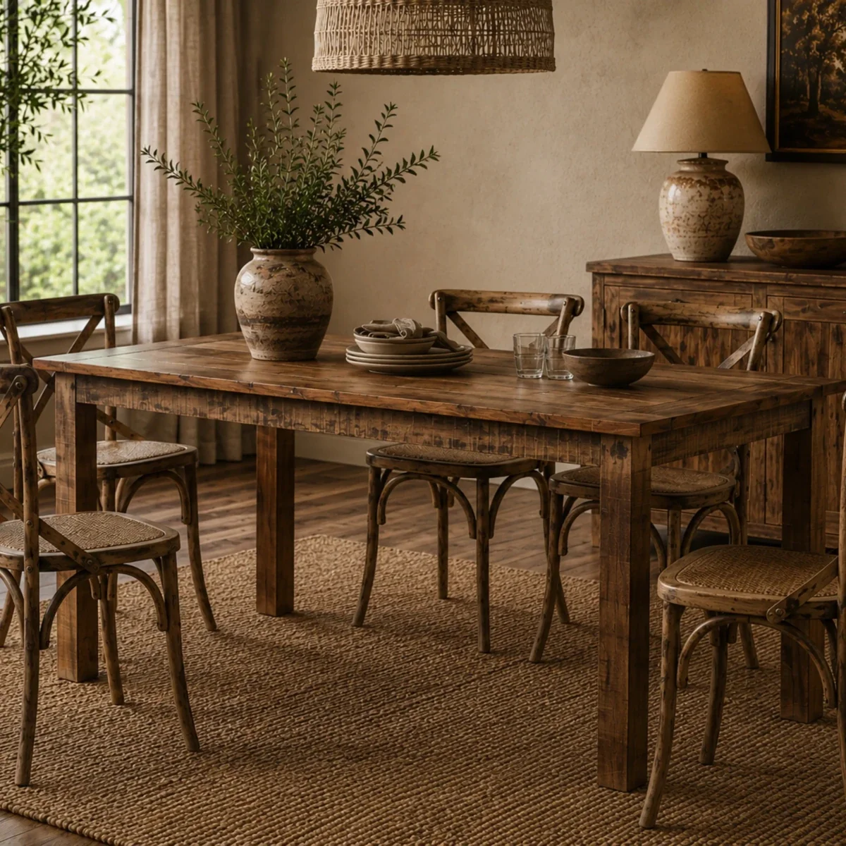 Legacy Lounge Dining Table - Vintage Farmhouse Style