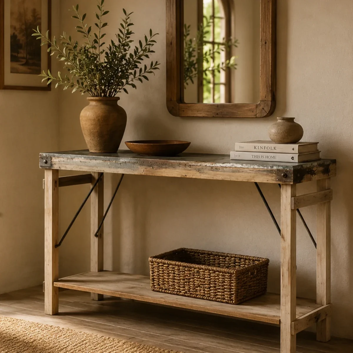Haven Hinge Metallic Console Table - 32 x 12 x 30 Inches