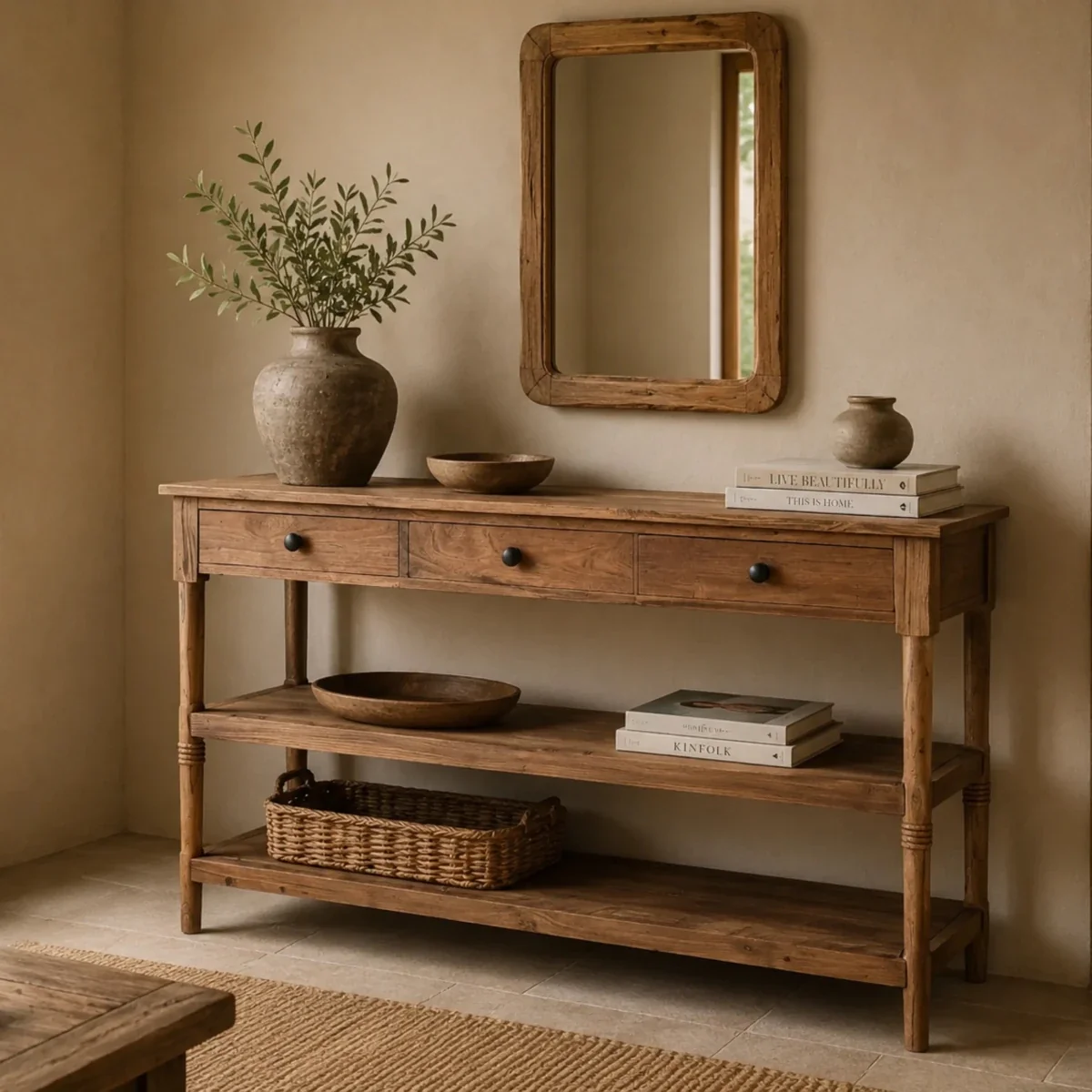 Kinz Console Table with 2 Drawers and Shelves