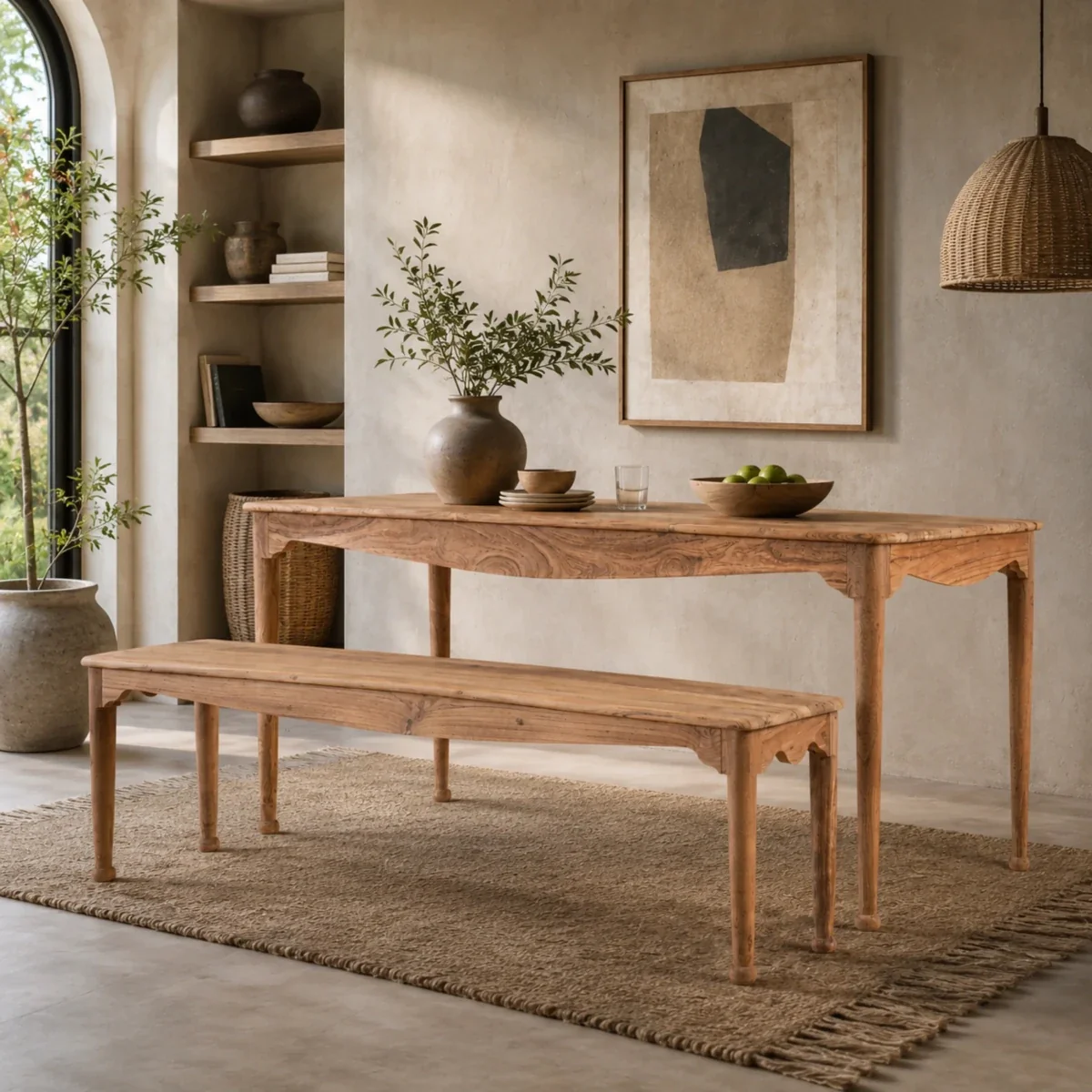 Adel Dining Table and Bench Set - Reclaimed Wood