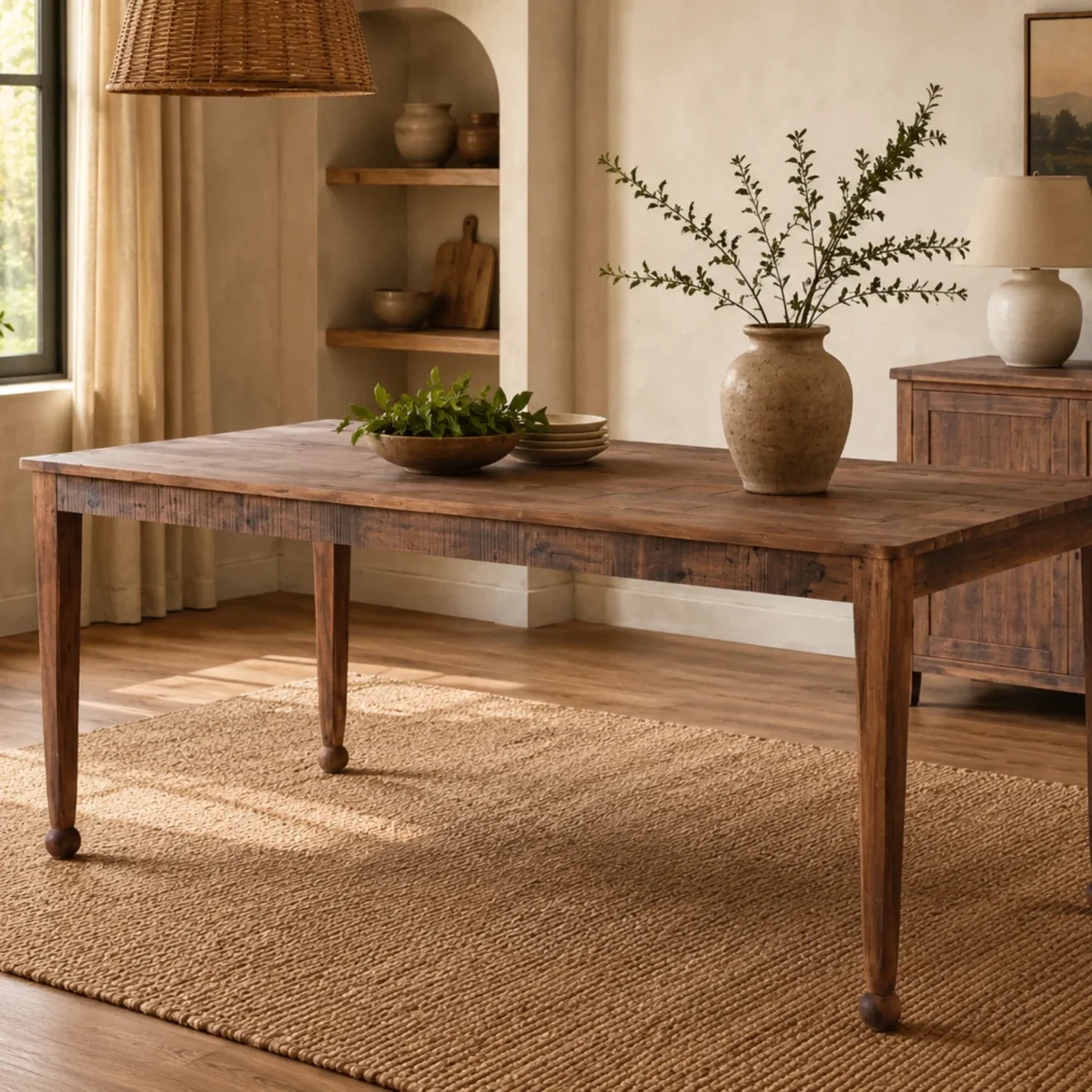 Viola Dining Table - Reclaimed Acacia Wood, Classic Design — Dining Tables