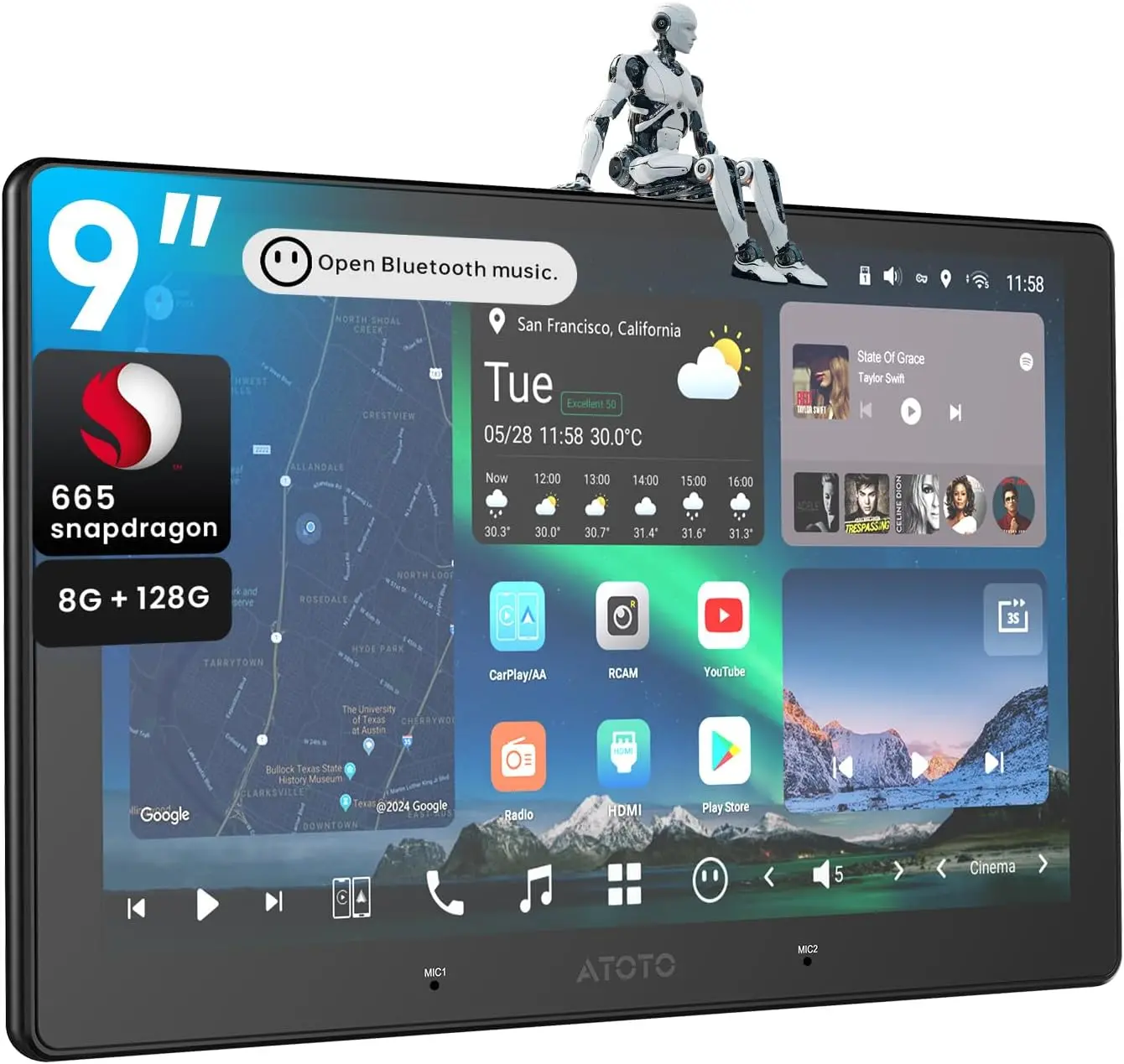 Atoto X10G209E Autoradio Double Din de 9" avec CarPlay Sans Fil — Autoradios et unités principales