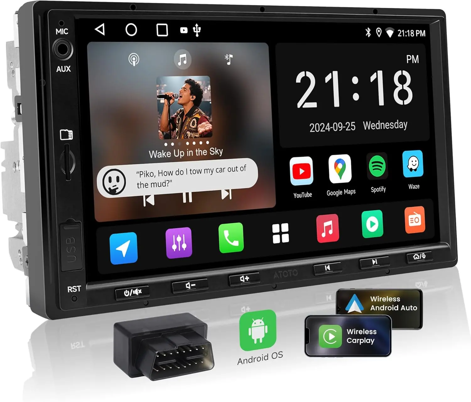 Atoto A5LG2A7T-S04 Autoradio Android Double Din 7" avec OBD II
