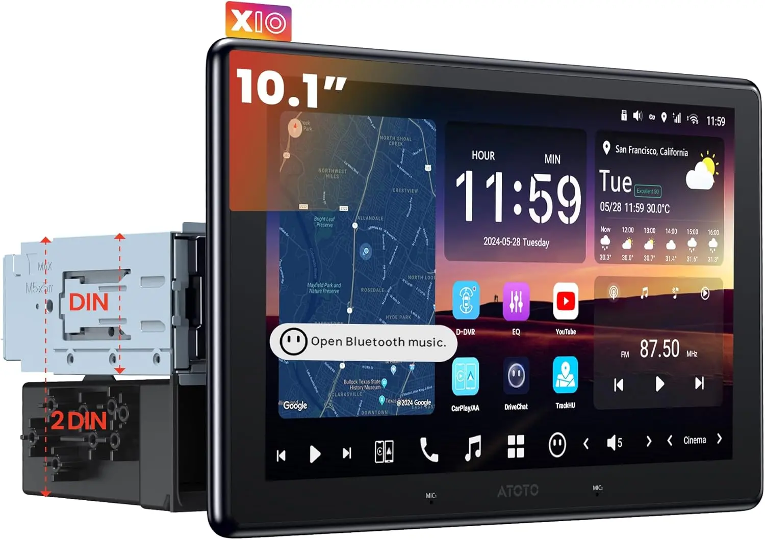 Atoto X10G110E 10" Qled AI Android Single Din Car Stereo, Floating Screen Head Unit, 8G+128G in-Dash Navigation, 4G LTE, Wireless Carplay & Android — Car Stereo