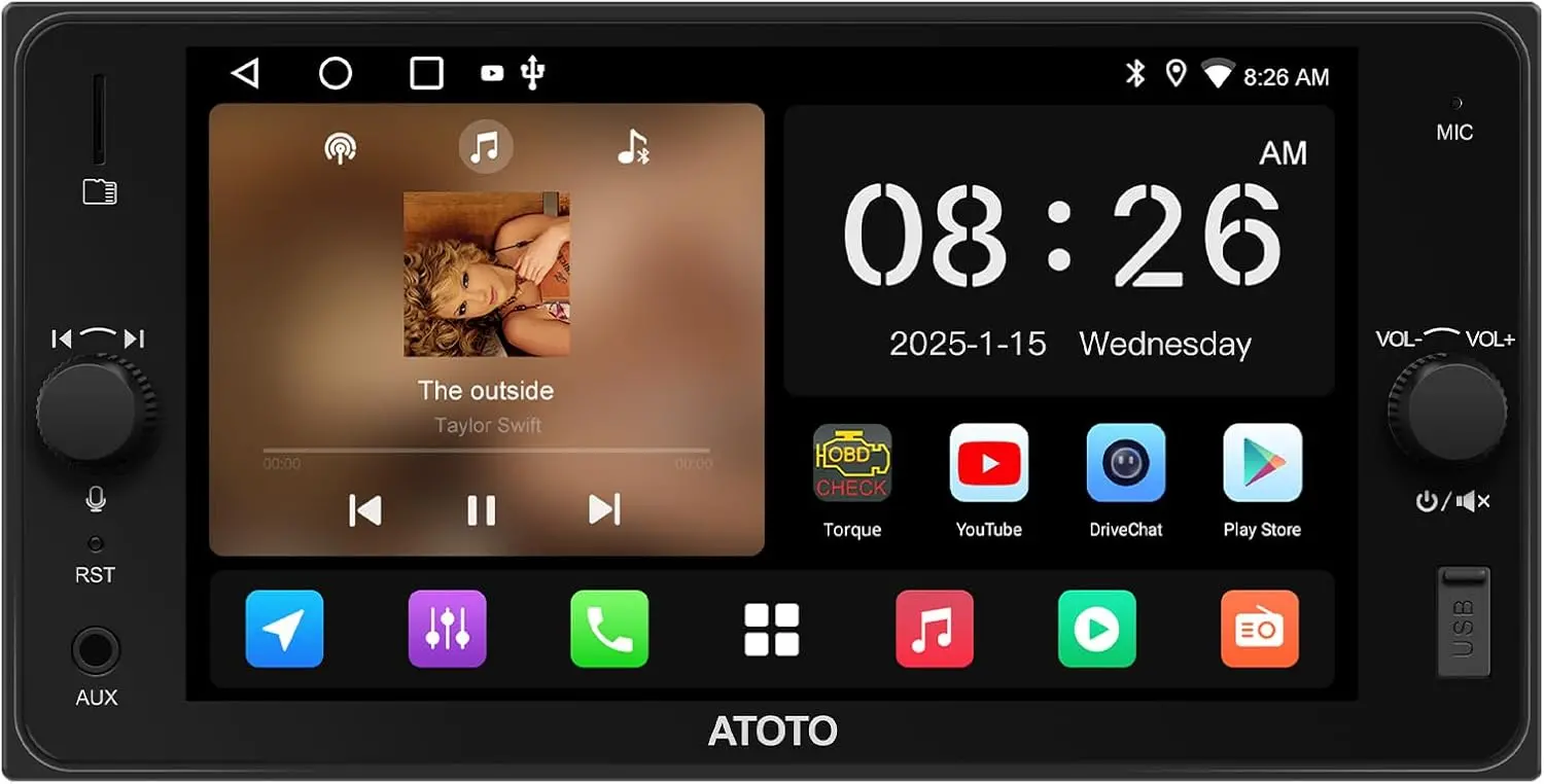 Atoto A5LTYB7T 7" Double Din Car Stereo, Wireless CarPlay & Android Auto, Compatible with Toyota, Touchscreen, Wi-Fi/BT Tethering, 24 Band EQ DSP — Car Stereos 
