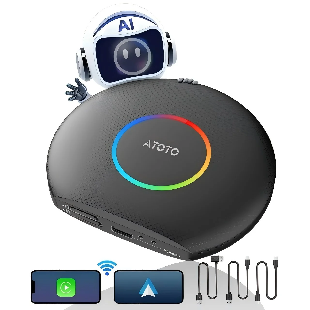 Adaptateur sans fil CarPlay ATOTO avec DriveChat et GPS — Adaptateur Bluetooth pour voiture