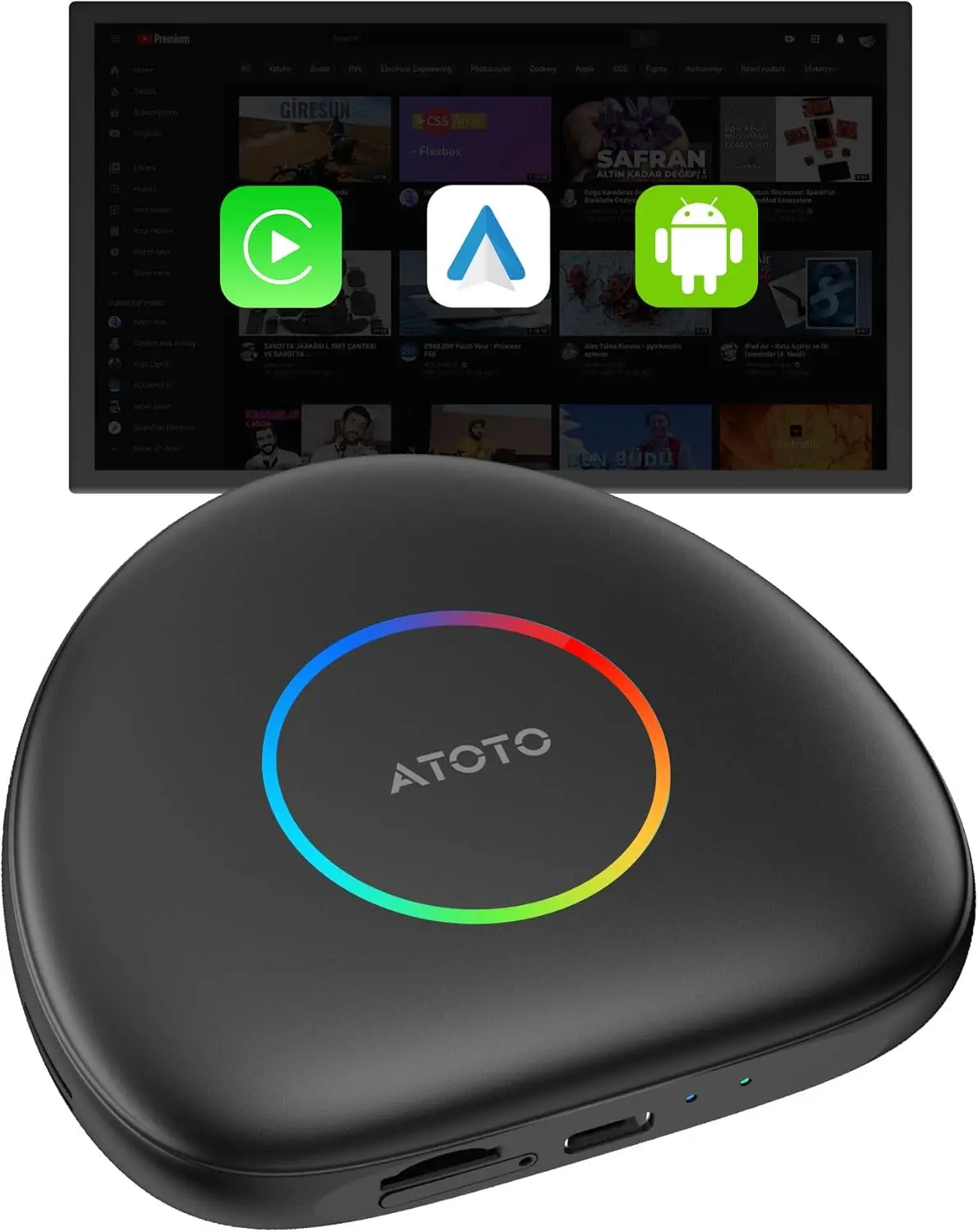 Atoto CB6C CarWave AI Box Wireless CarPlay Adapter with GPS Tracking, Android 13, Android Auto Support, 4G LTE, AI Voice, 4GB+64GB Storage – Smart