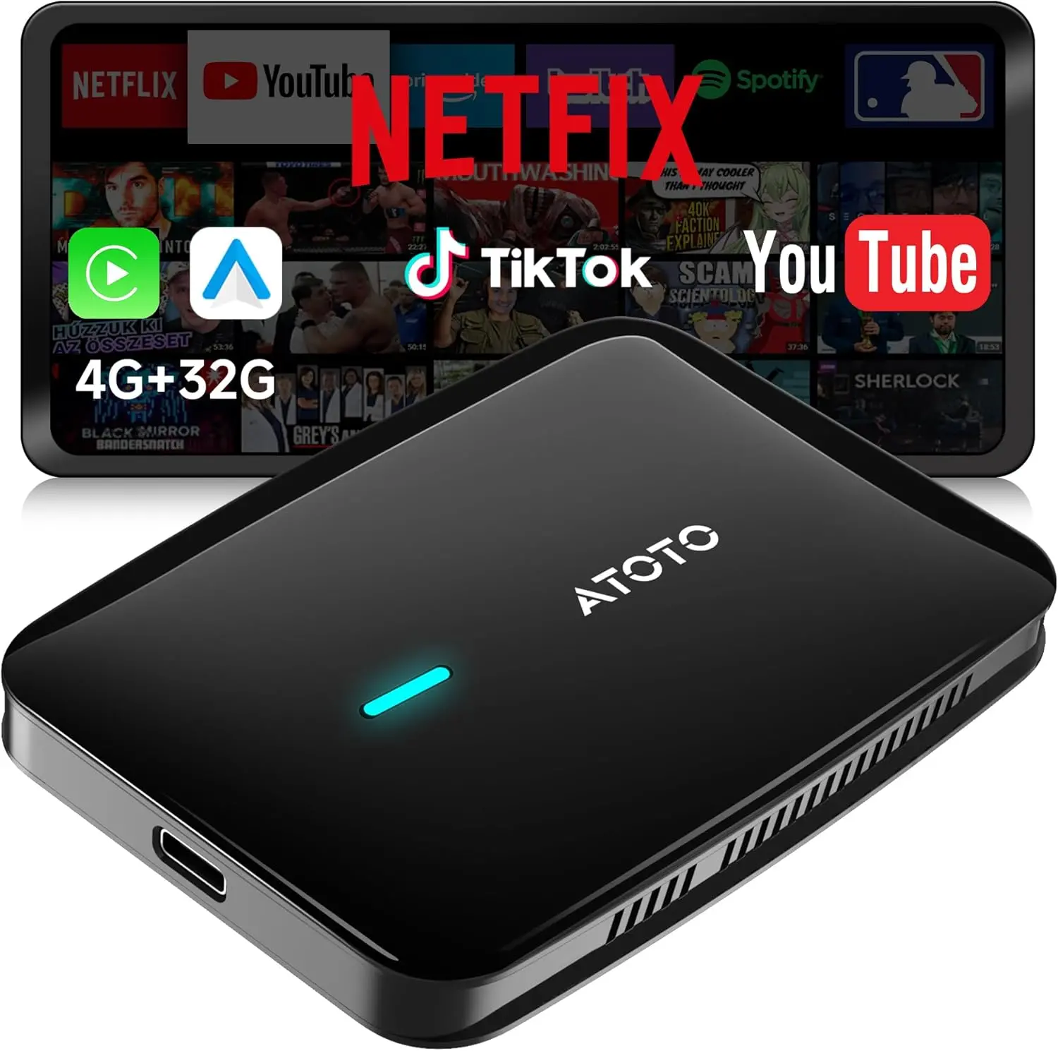 Adaptateur CarPlay sans fil Atoto CB4B avec WiFi et Bluetooth doubles — Adaptateur Bluetooth pour voiture