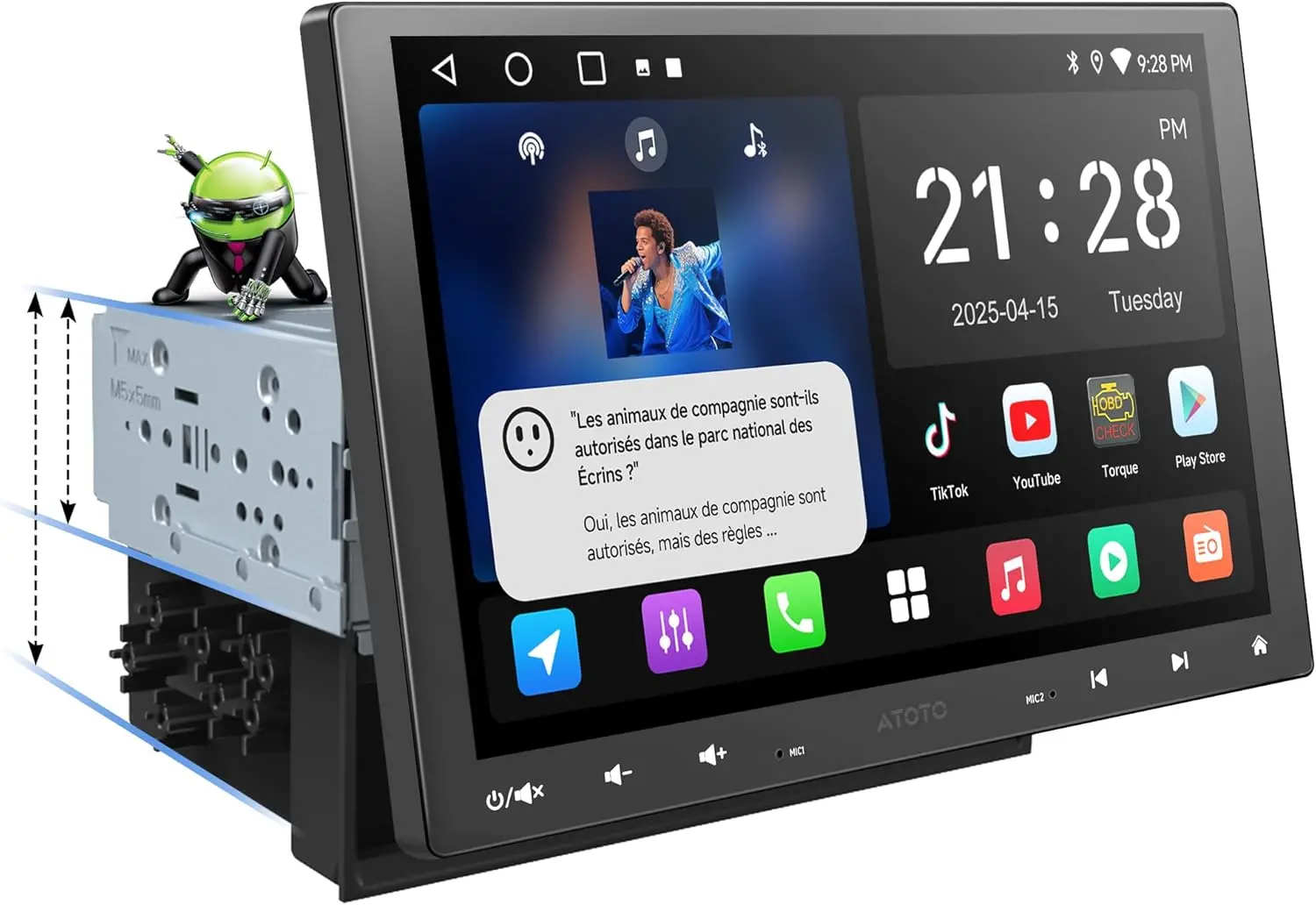 Autoradio Android Atotozone A5L 10 Pouces IPS avec CarPlay sans Fil — Autoradios et unités principales