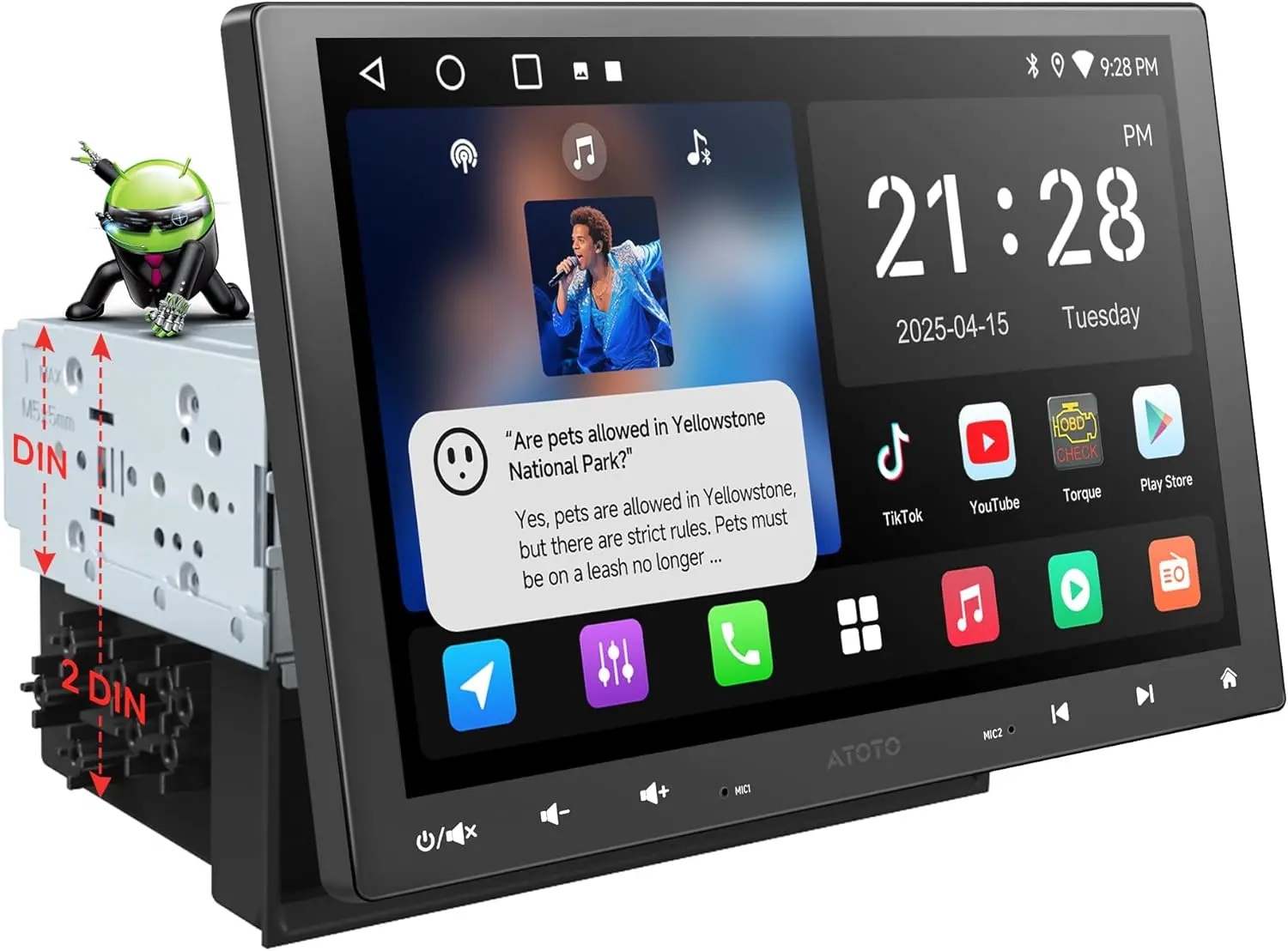 Atoto A5LG110T 10" Autoradio Double DIN & Simple DIN avec CarPlay sans fil — Autoradios et unités principales