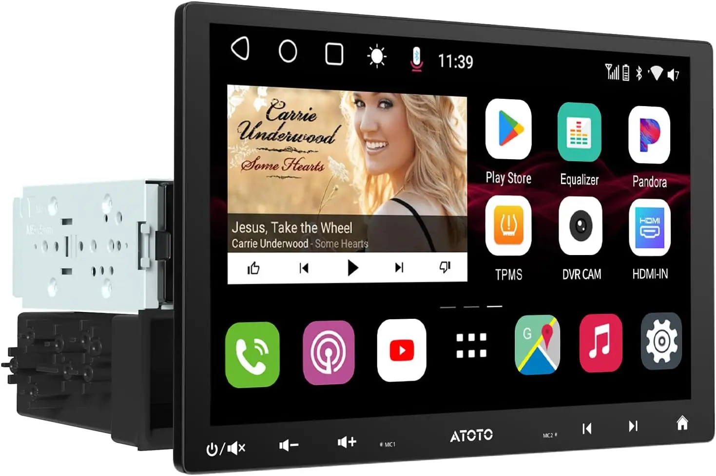 Atoto S8G1104MS 10" Single Din & Double Din Car Stereo, Floating Display, 4G+32G, 4G LTE, Wireless CarPlay and Android Auto, Dual Bluetooth