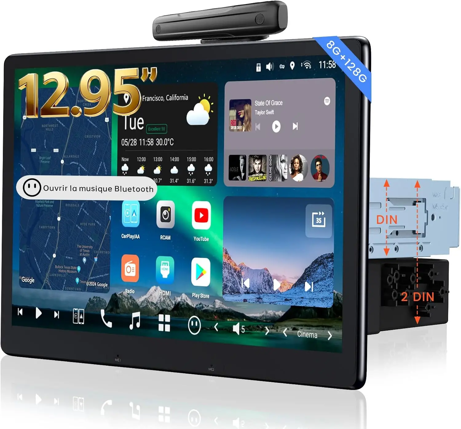 Atoto X10G129E Autoradio 12,9" 1 DIN avec écran flottant QLED, CarPlay & Android Auto — Autoradios et unités principales