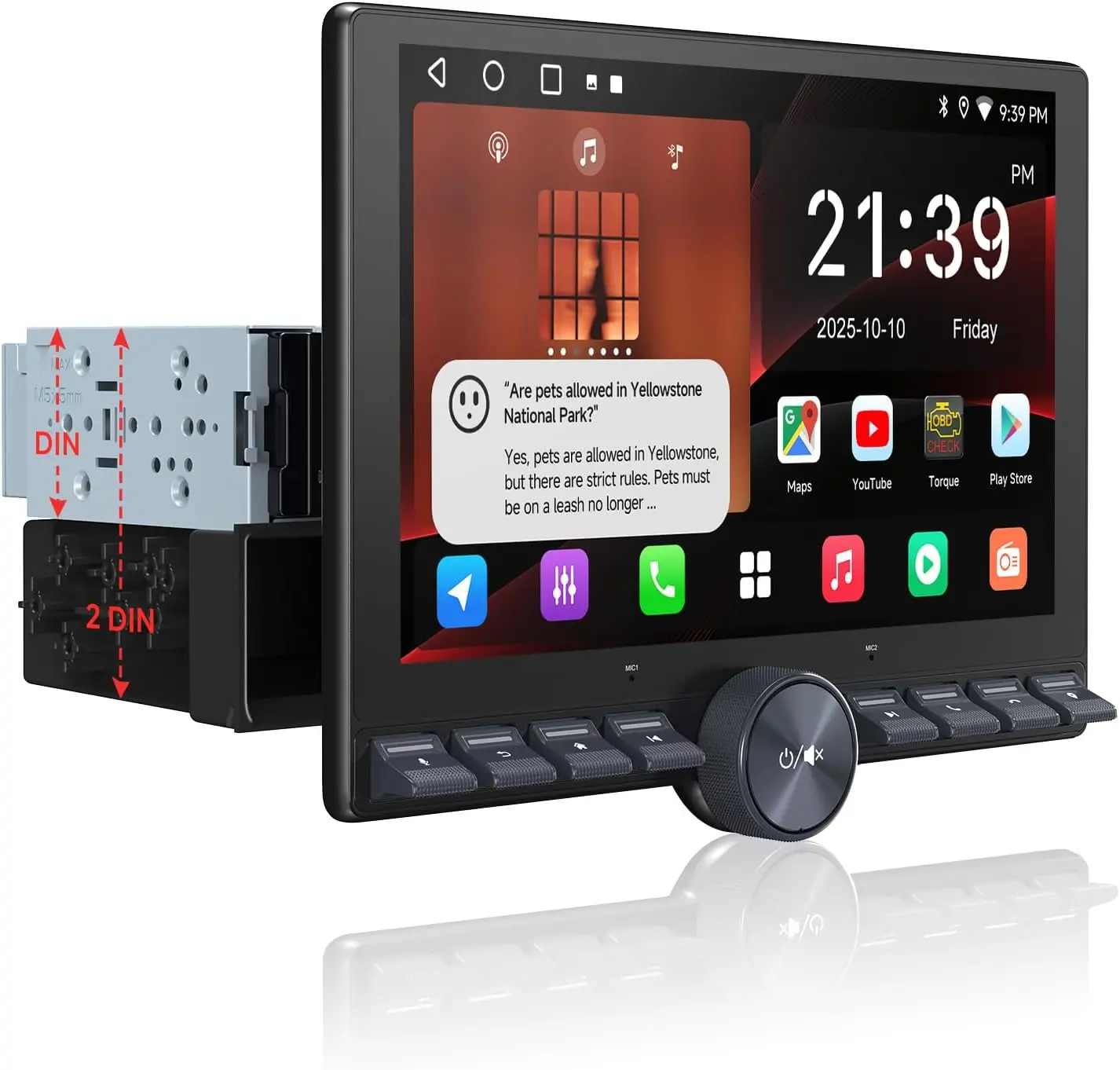Atoto A5LG110PT 10.1" Qled Floating Single & Double DIN Head Unit, Wireless CarPlay & Android Auto, Dual HDMI, Physical Buttons, AI DSP, GPS — Car Stereos & Hea