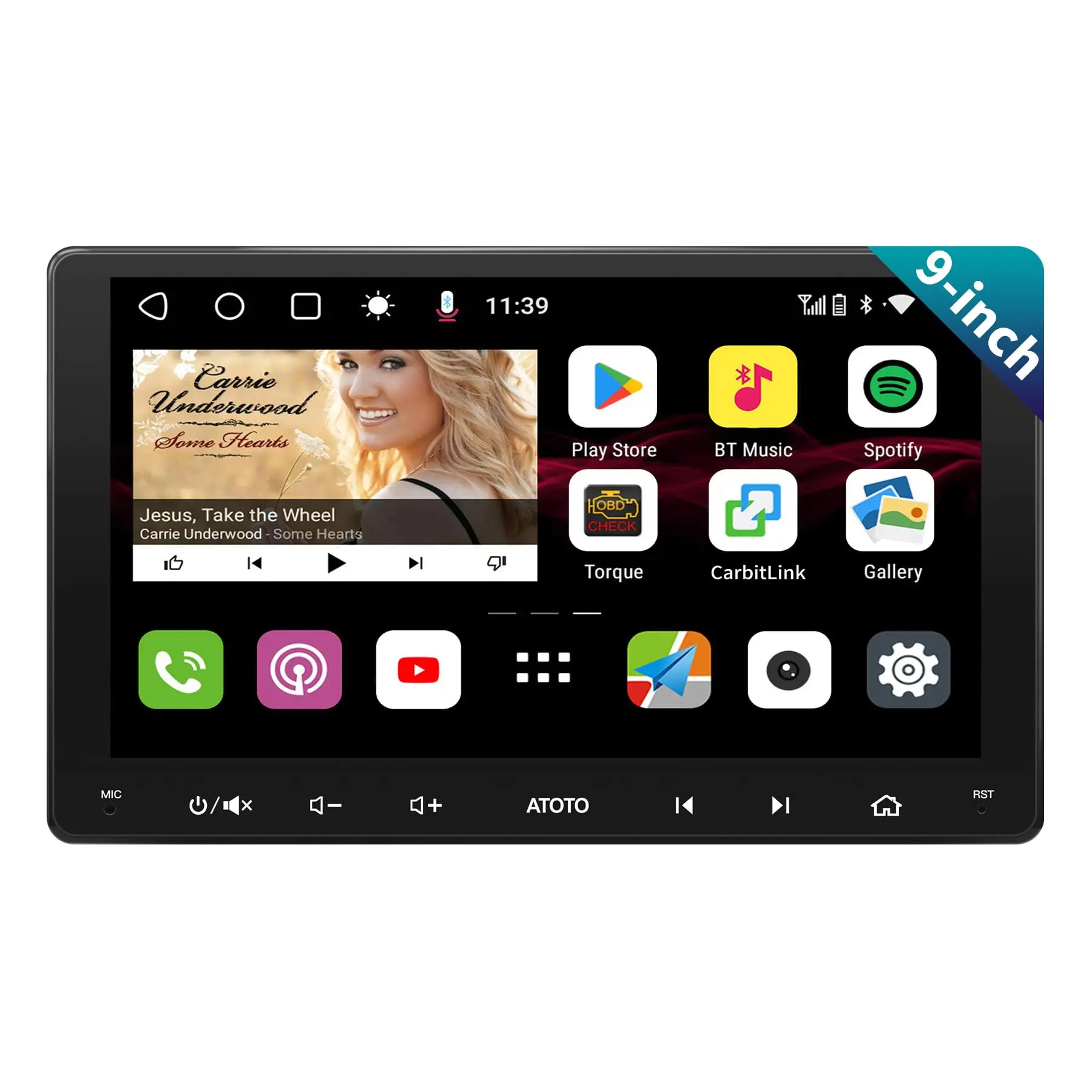 Atoto S8MS 9" Qled 1280 * 720 Android Doppel Din Armaturenbrett-Einbau-Autoradio, Drahtloses Android Auto & Wireless CarPlay, Gps-Verfolgung, 4G+32G — Car Stere
