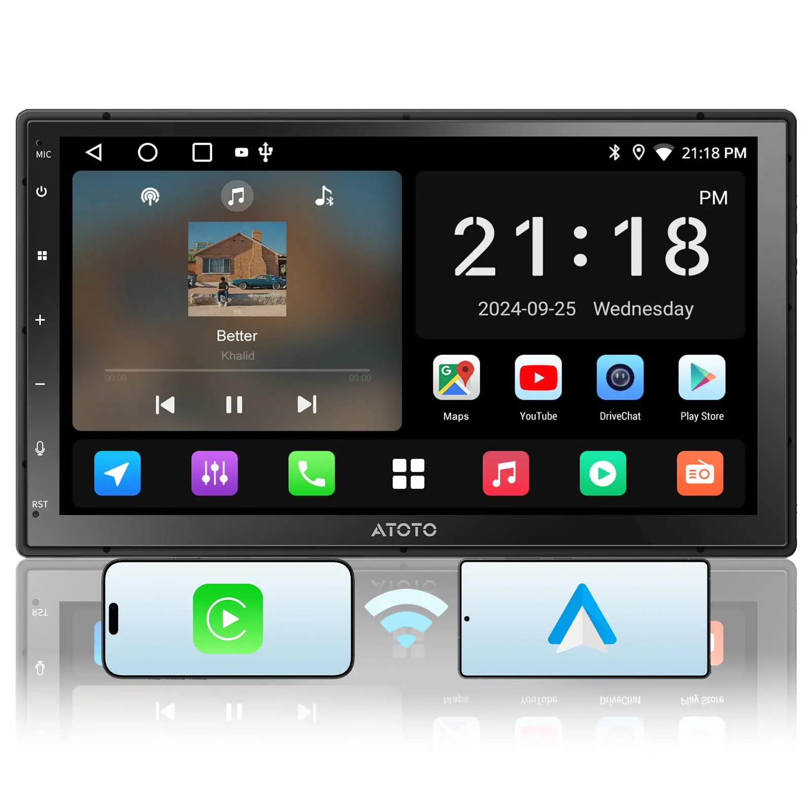 Autoradio Atotozone 2 Din Android avec GPS, CarPlay et Android Auto