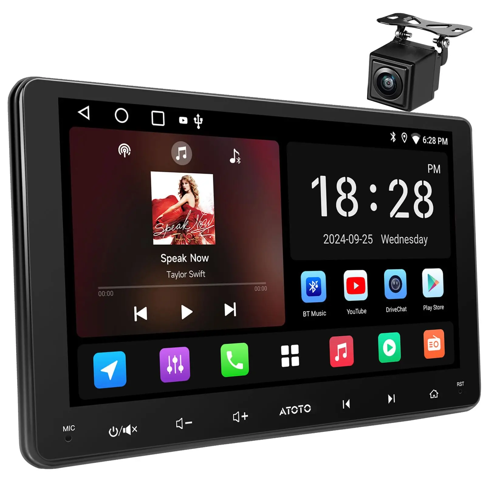 Atoto A5LG209T-S01 9-Inch Android Double-DIN Car Stereo, Wireless CarPlay&Android Auto Car Radio with GPS Tracking, WiFi/Bluetooth/USB, 24B EQ&DSP