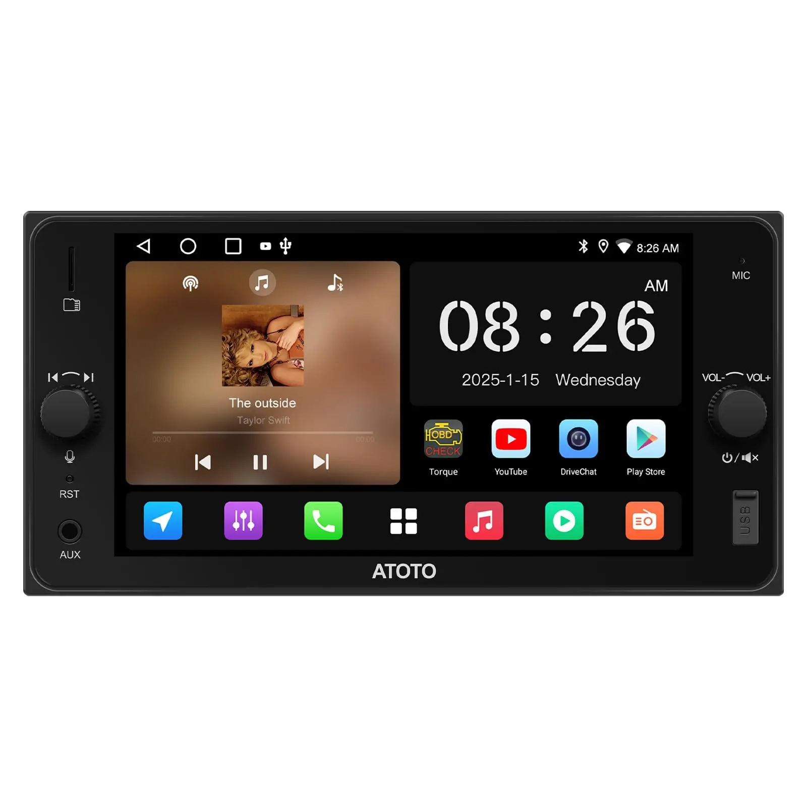 Atoto A5LTYB7T 7" Android Car Stereo for Toyota Camry Corolla, Wireless CarPlay & Android Auto, WiFi/BT Tethering, 24-Band DSP, MirrorLink — Car Stereos & Head 