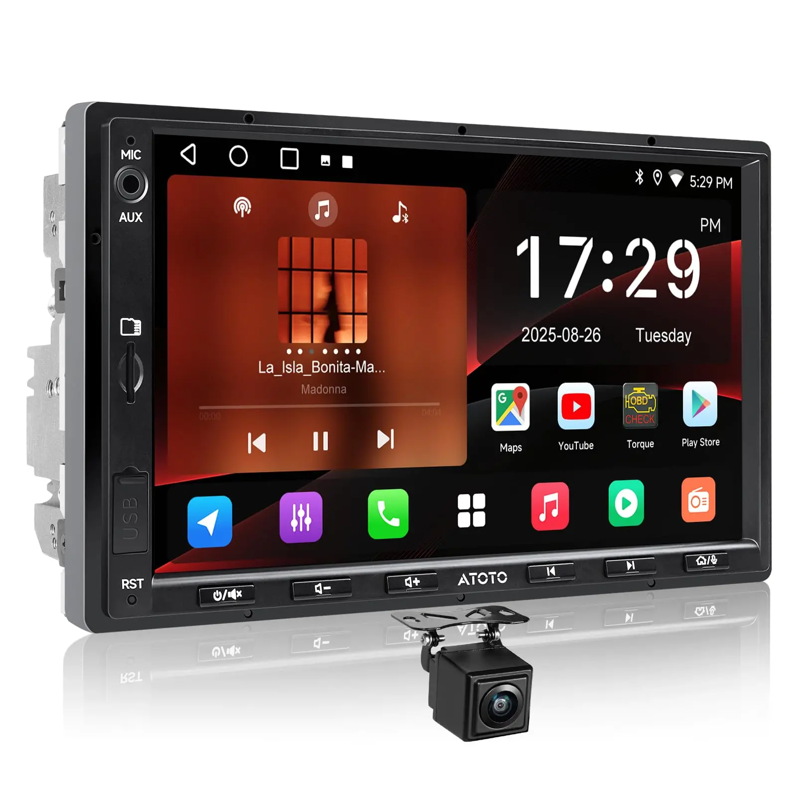 Atotozone A5L Android Autoradio Doppel Din Radio, 7" Digital Media-Receiver, Wireless CarPlay/Android Auto, WiFi/BT Tethering