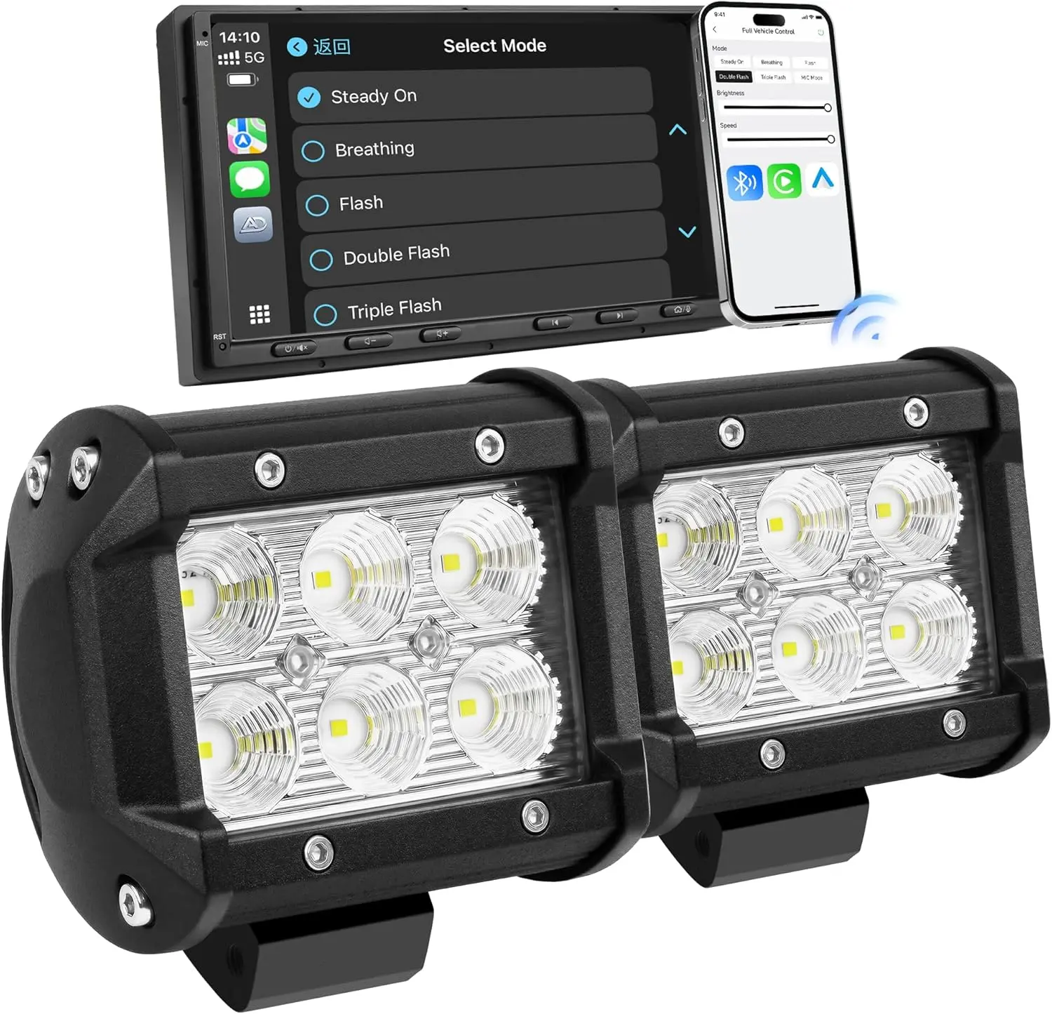 Atoto AL-F14-18W Leaprock 4" 18W LED Light Bar, 1-Pack, Off-Road/Automotive Lighting