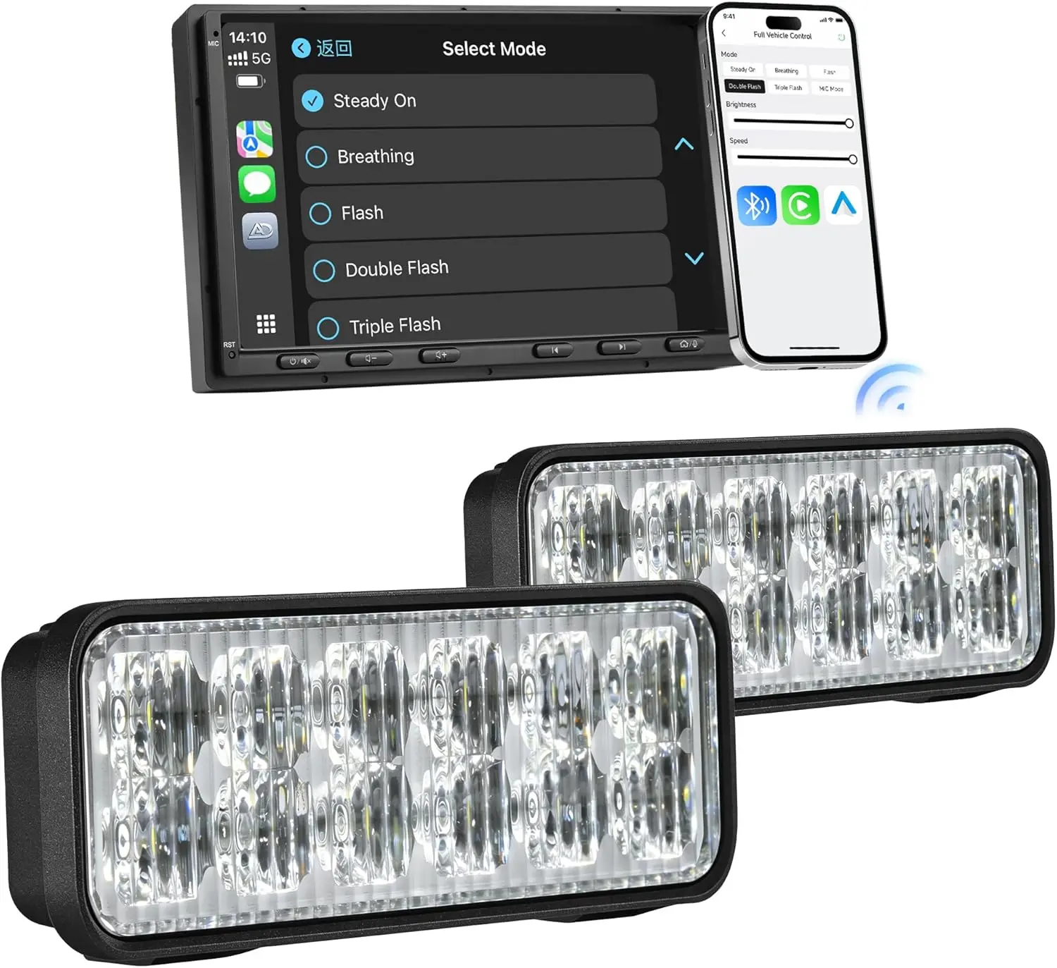 AL-F14-36W Leaprock LED Light Bar Work Light, 36W, 2-Pack, High Brightness Off-Road Auxiliary Lighting — Car Interior Lights