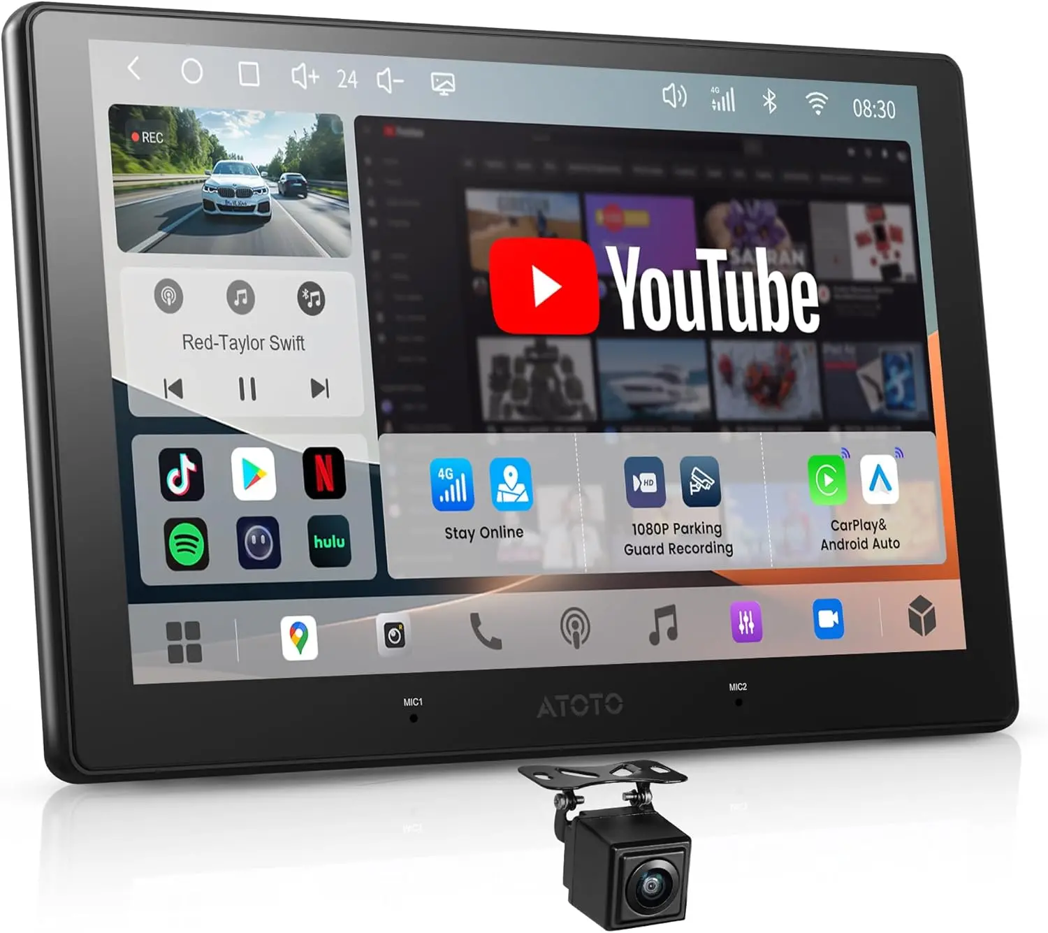 Atoto S84G211P-S01 10.1-Inch Qled Double DIN Android Car Stereo – Wireless CarPlay & Android Auto, 4GB +