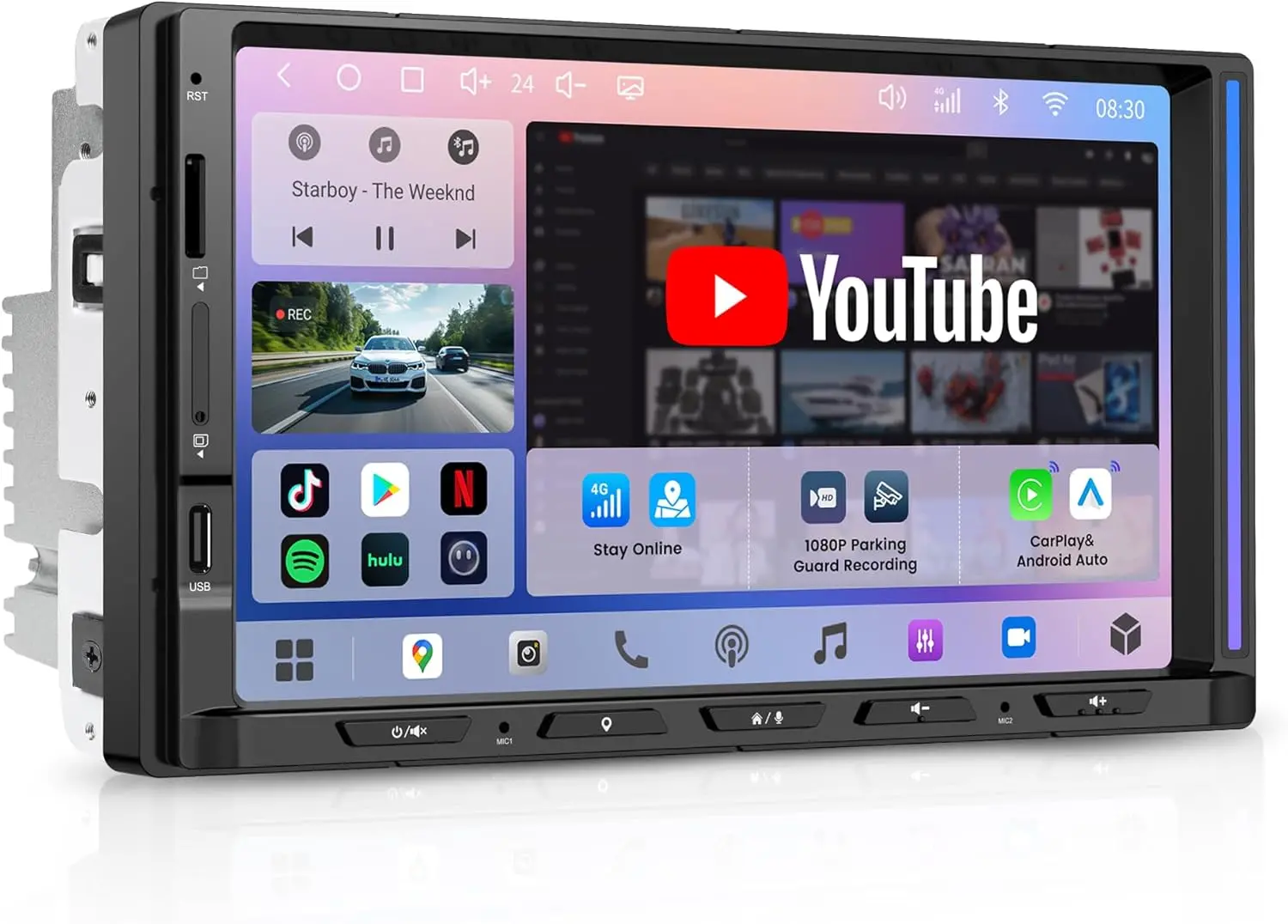 Atoto S84G2D7PB 7" Android Double DIN Car Stereo with 4G LTE, Wireless Apple CarPlay & Android Auto, Qled Touchscreen, DSP, 4V Pre-Outs, Optical Out
