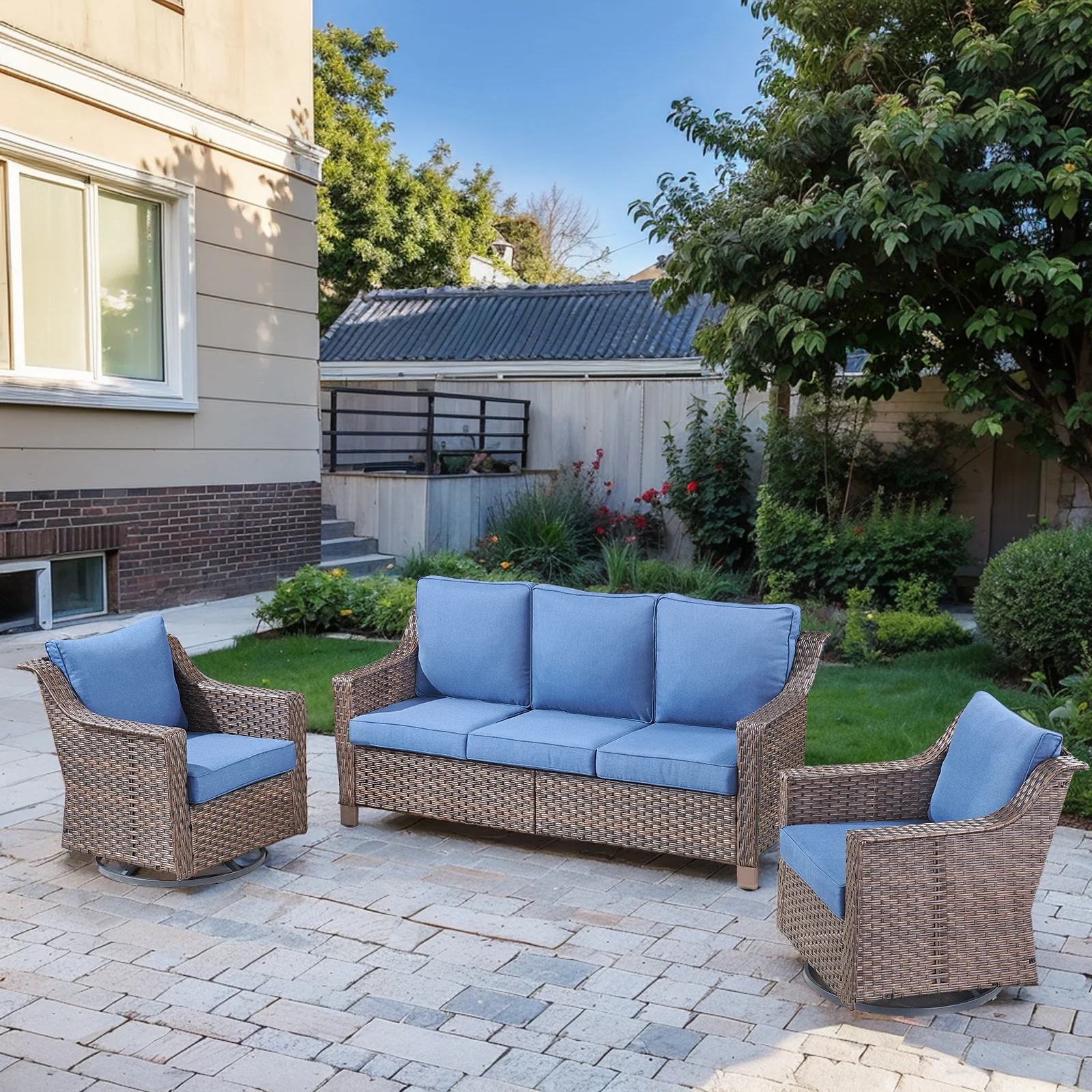 Ensemble de conversation de patio DAR en 3 pièces avec sofa et chaises — Mobilier de patio et d'extérieur