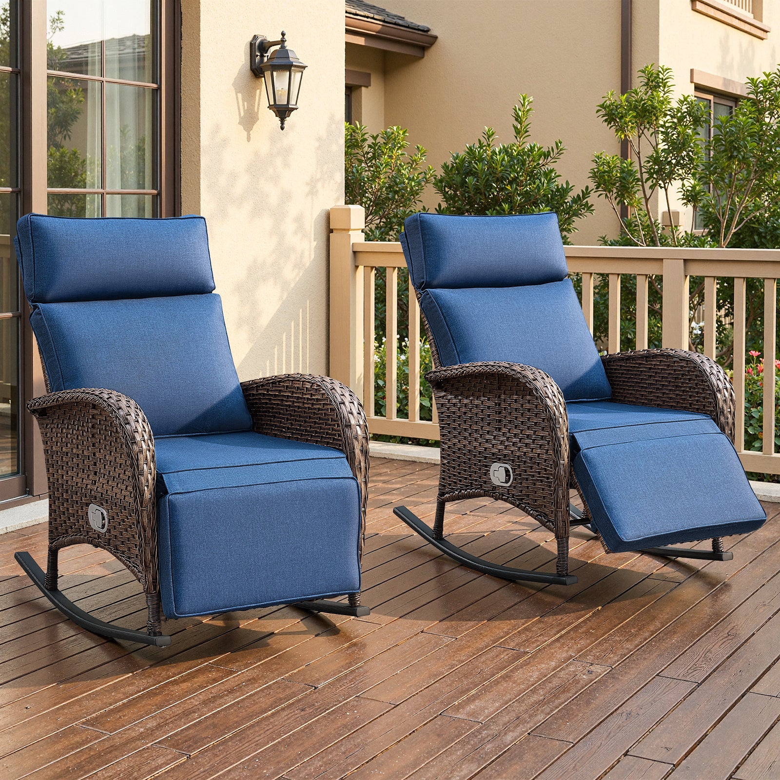 Fauteuil inclinable à bascule ajustable 2 pièces - Série NDS - Osier brun — Mobilier de patio et d'extérieur