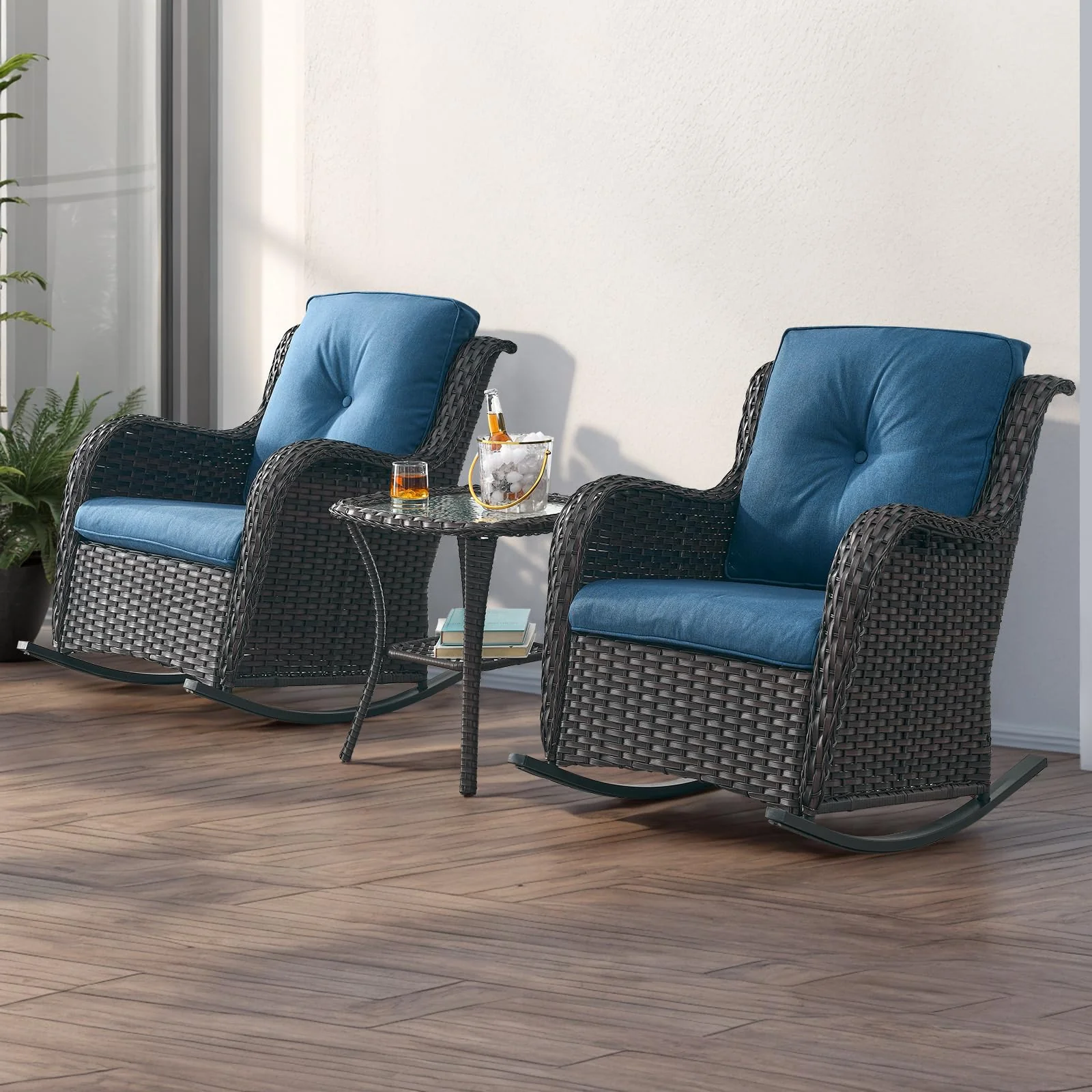 Ensemble de Chaises Berçantes de Patio - Dossier Haut, Capacité 350LB — Mobilier de patio et d'extérieur