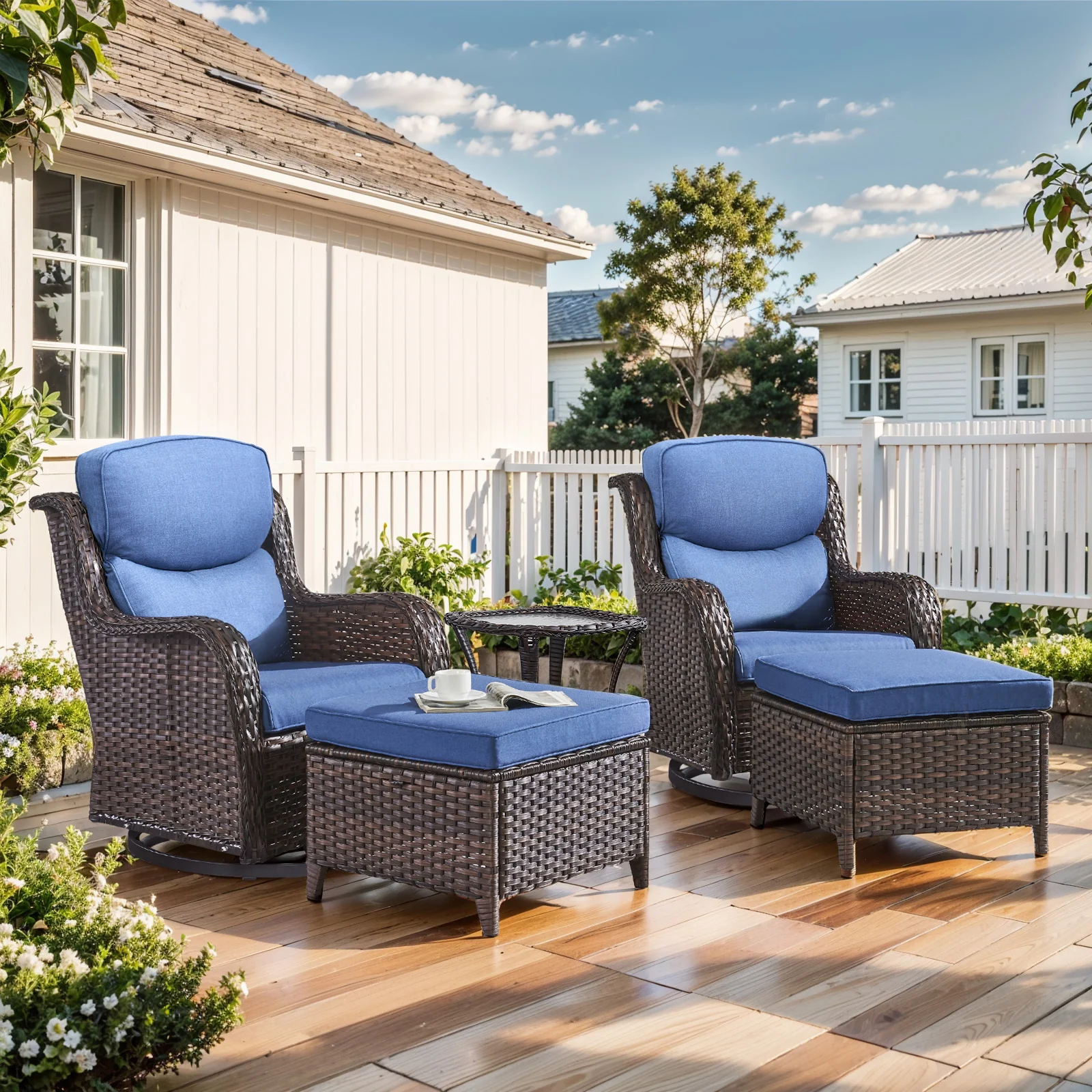 Ensemble de chaises pivotantes de patio en rotin - Série NTS — Mobilier de patio et d'extérieur