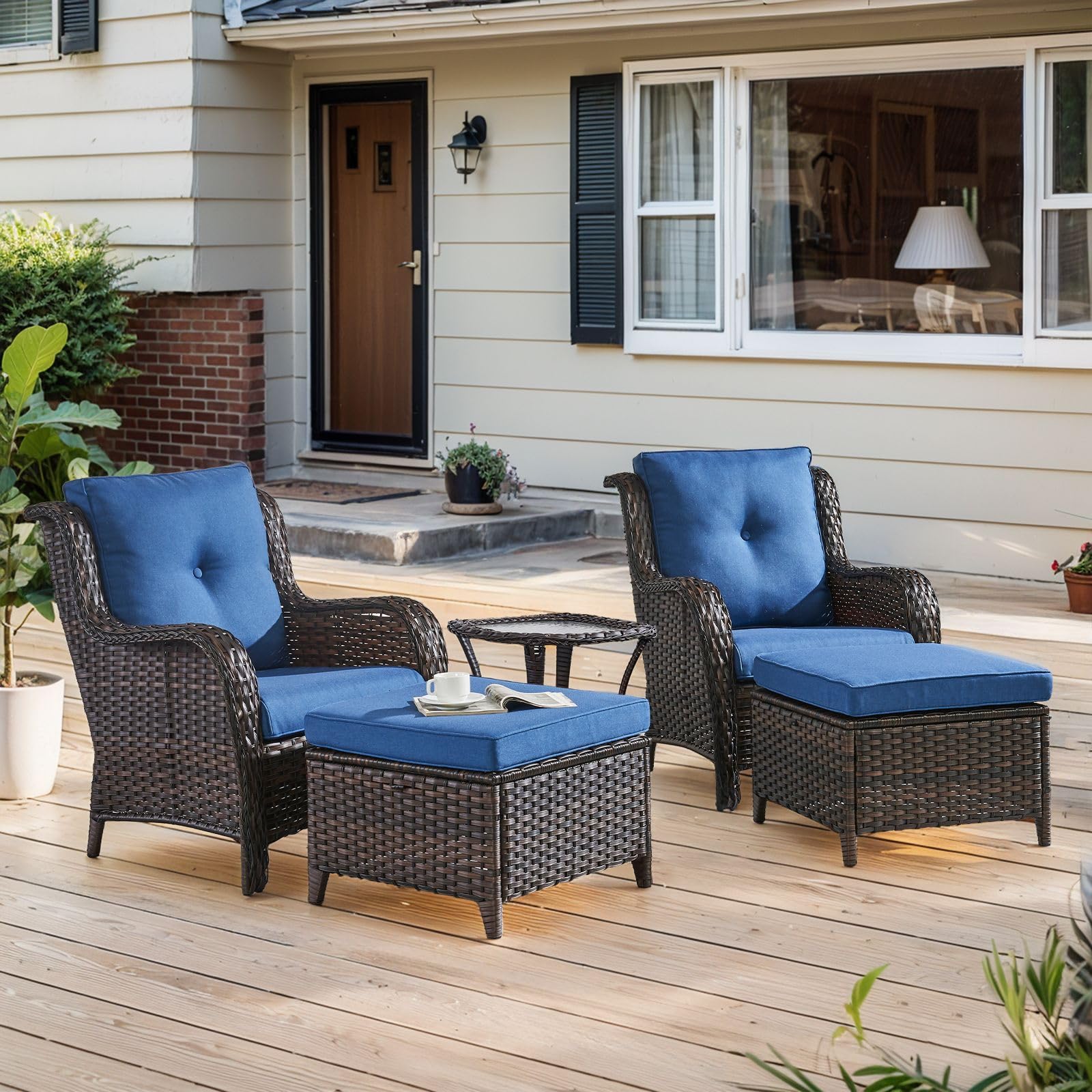 5 Piece Patio Furniture Set with Chairs and Ottomans - NTC Series — Patio & Outdoor Furniture