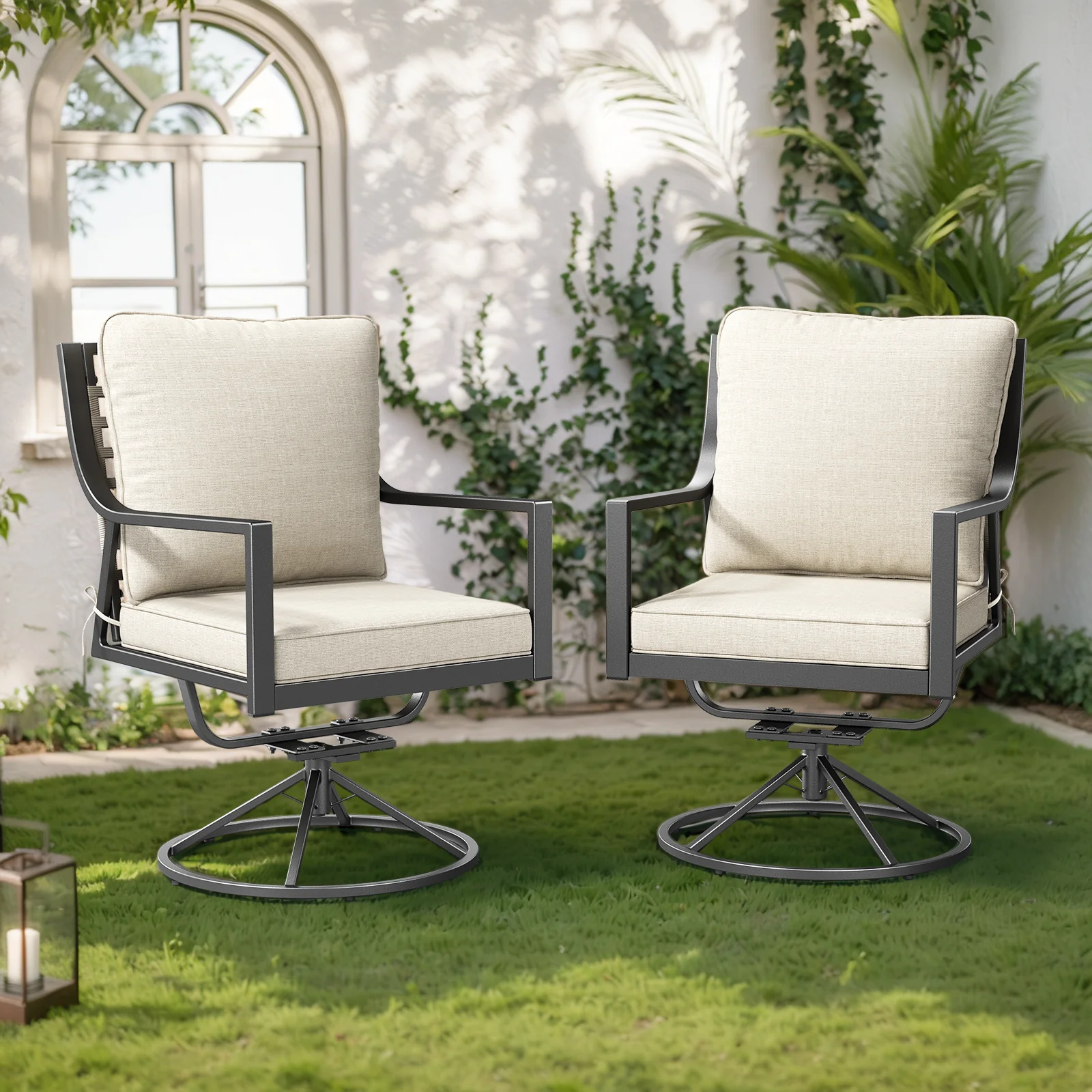 Chaises de salle à manger pivotantes d'extérieur, série DH - Noir — Mobilier de patio et d'extérieur