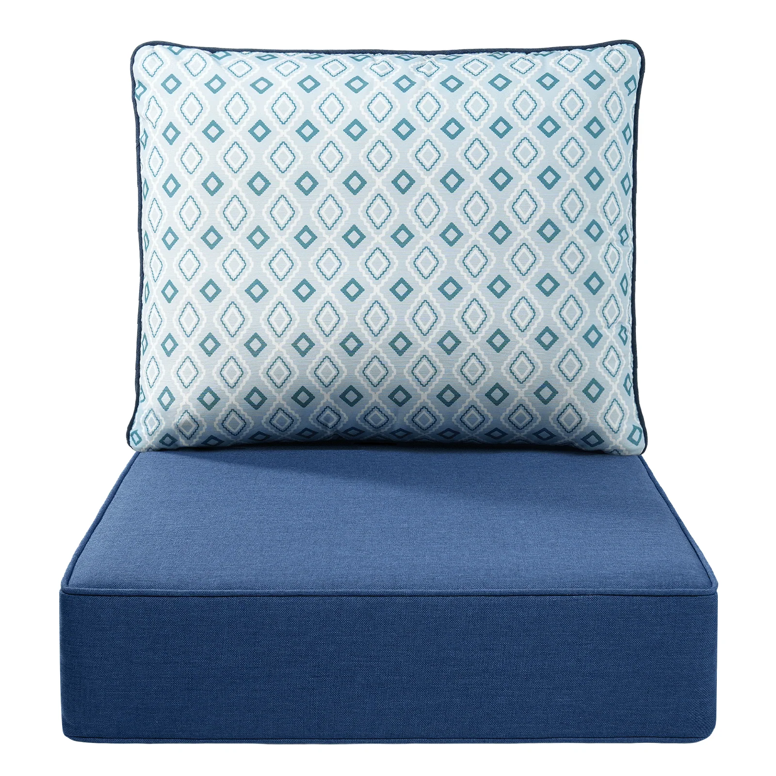 Coussins de remplacement extérieurs - Motif bleu diamant classique — Mobilier de patio et d'extérieur