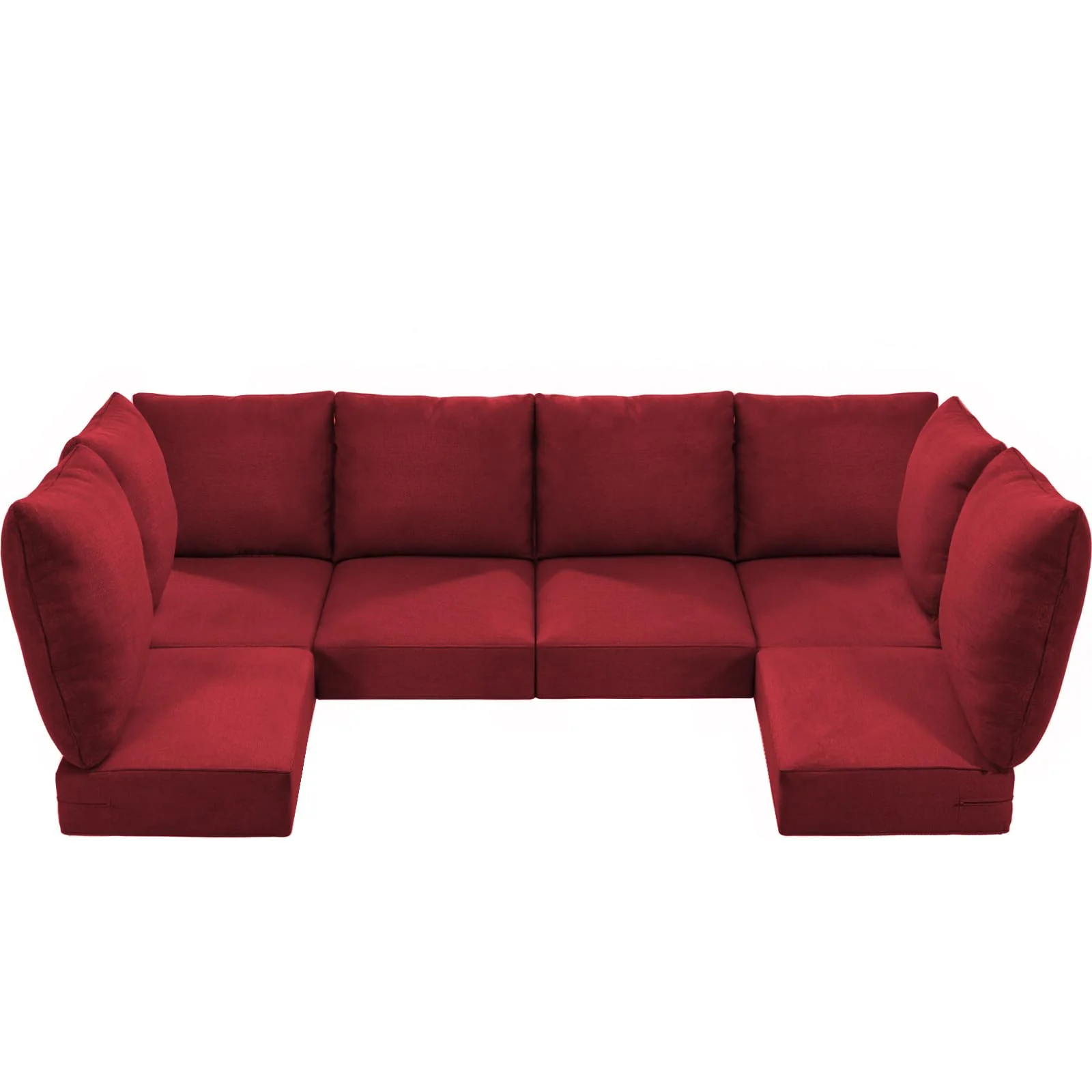 6-Seater Outdoor Patio Corner Cushion Set in Classic Red