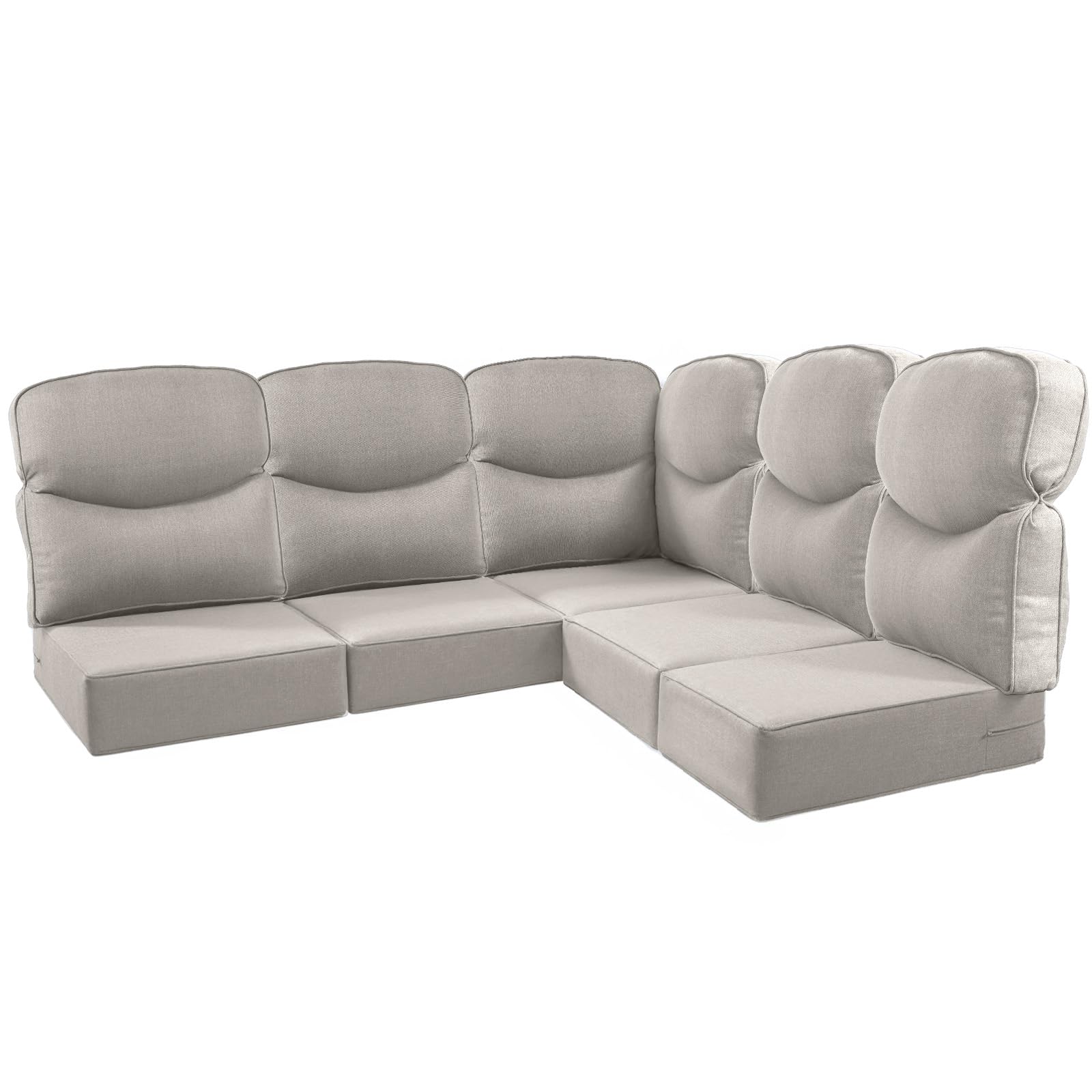 Coussin d'angle de patio extérieur 5 places en beige