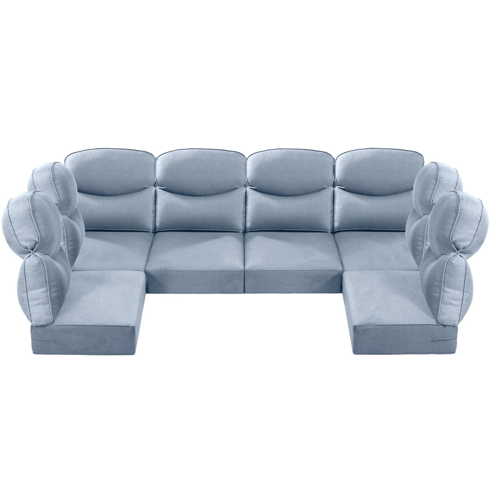 Ensemble de coussins d'angle pour patio 6 places - Bleu bébé