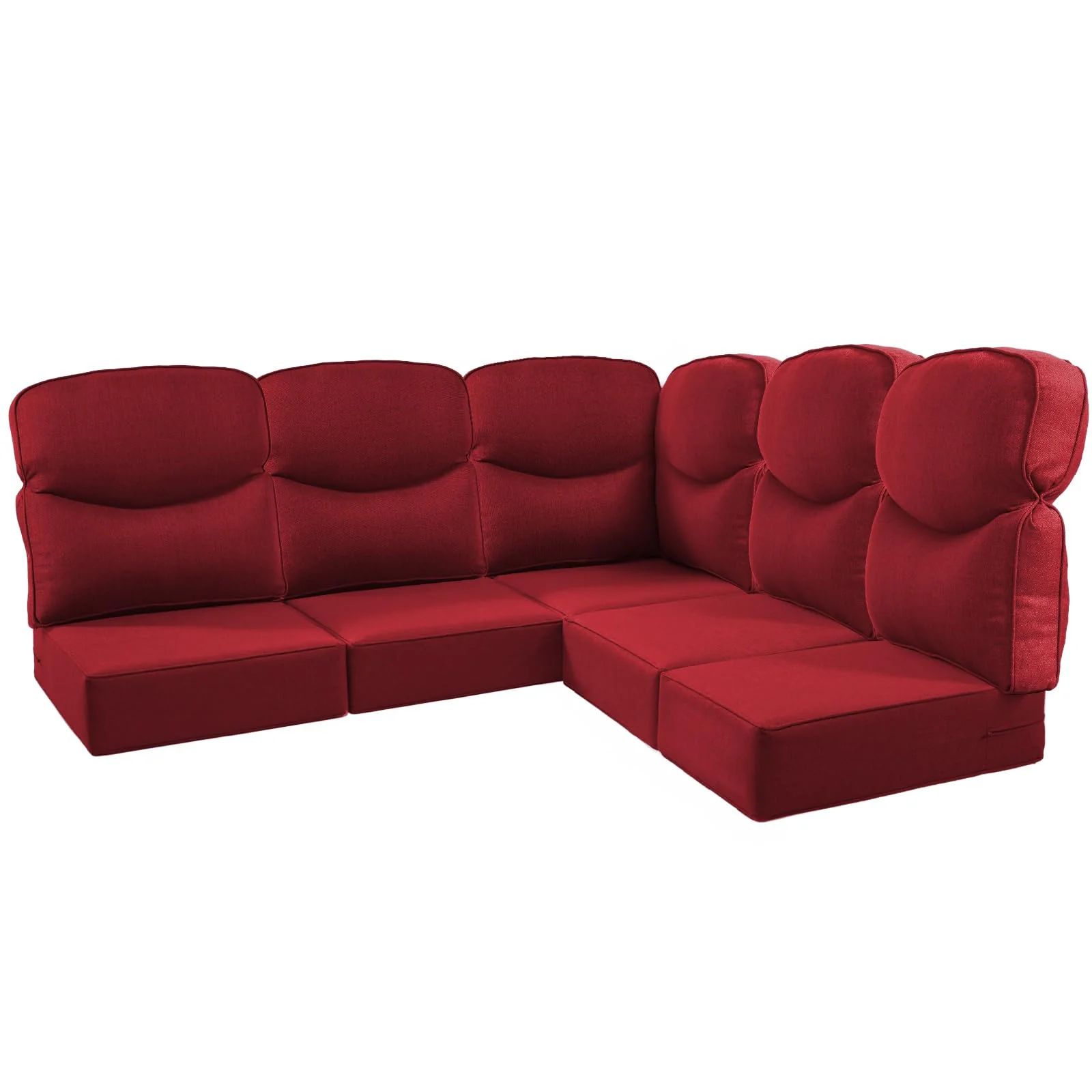 5-Seater Outdoor Patio Corner Cushion Set - Smile Red — Patio & Outdoor Furniture