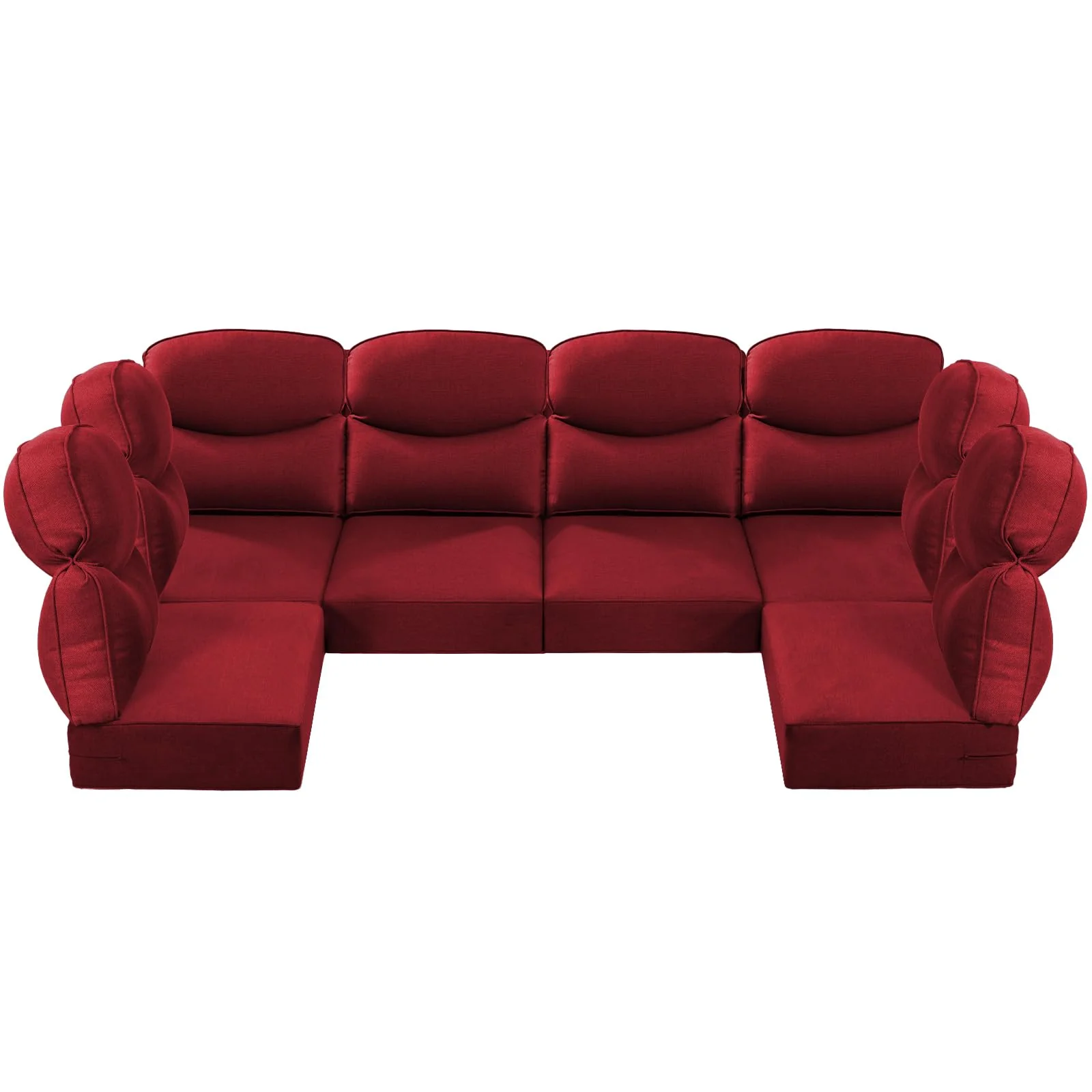 6-Seater Outdoor Patio Corner Cushion Set - Smile Red — Patio & Outdoor Furniture
