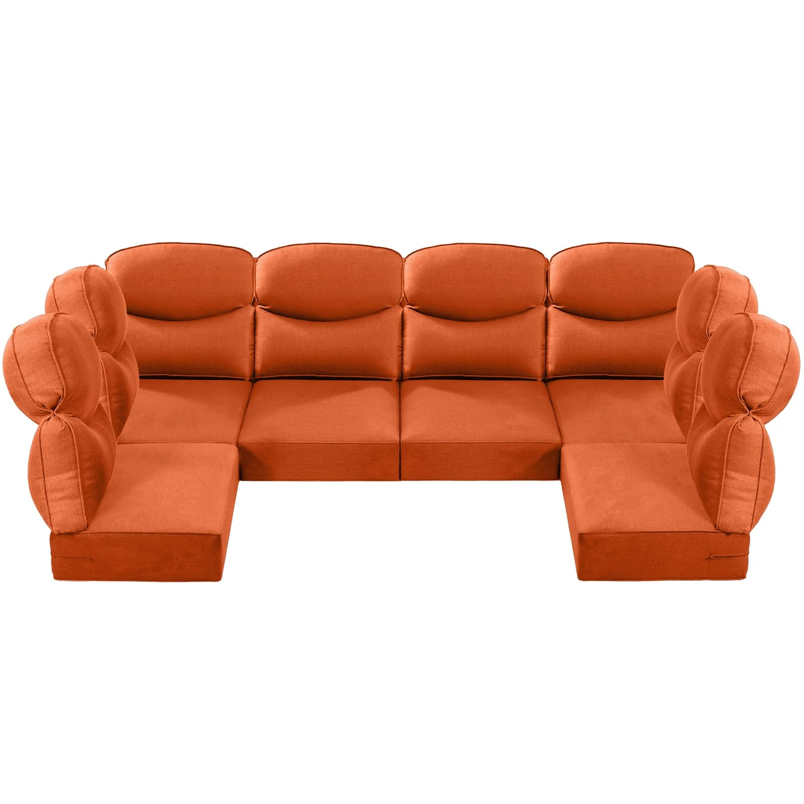 6-Seater Outdoor Patio Corner Cushion Set in Smile Orange — Patio & Outdoor Furniture
