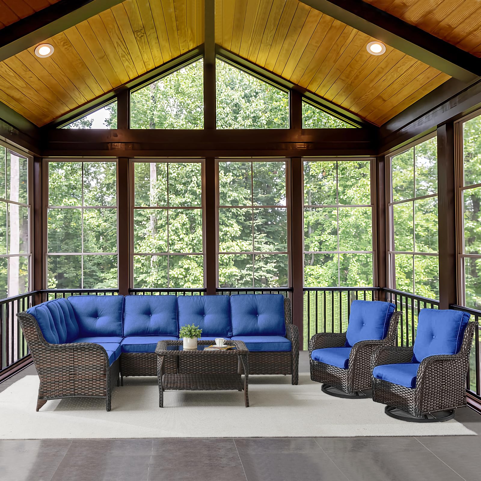 Belord 5-Piece L-Shaped Wicker Sectional Sofa Set with Cushions