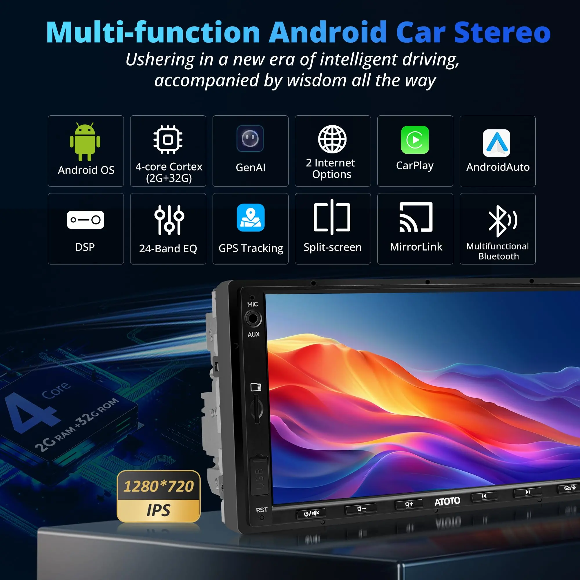 Atotoexcel A5L Android Double DIN Car Stereo with OBD II