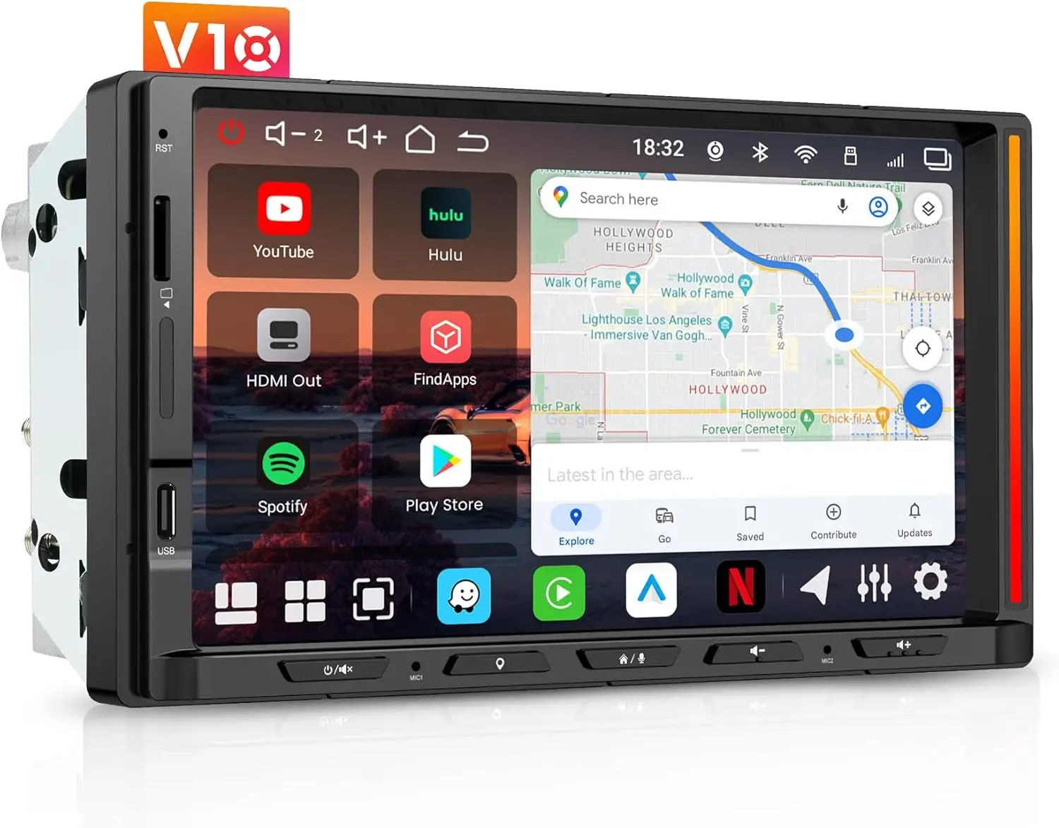 Atoto V10G2D7OC 2 DIN Android 7" Qled Car Stereo with Karaoke
